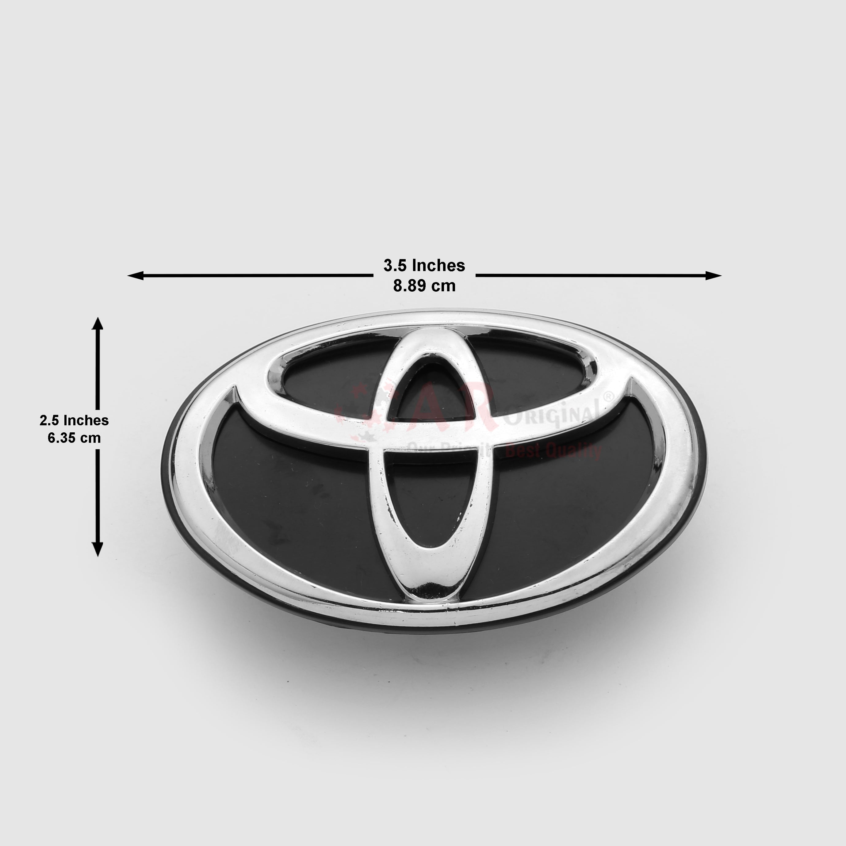 Toyota Logo 2.5x3.5inch-6.5x9cm 96 Grill Black Base Chrome LC Badge