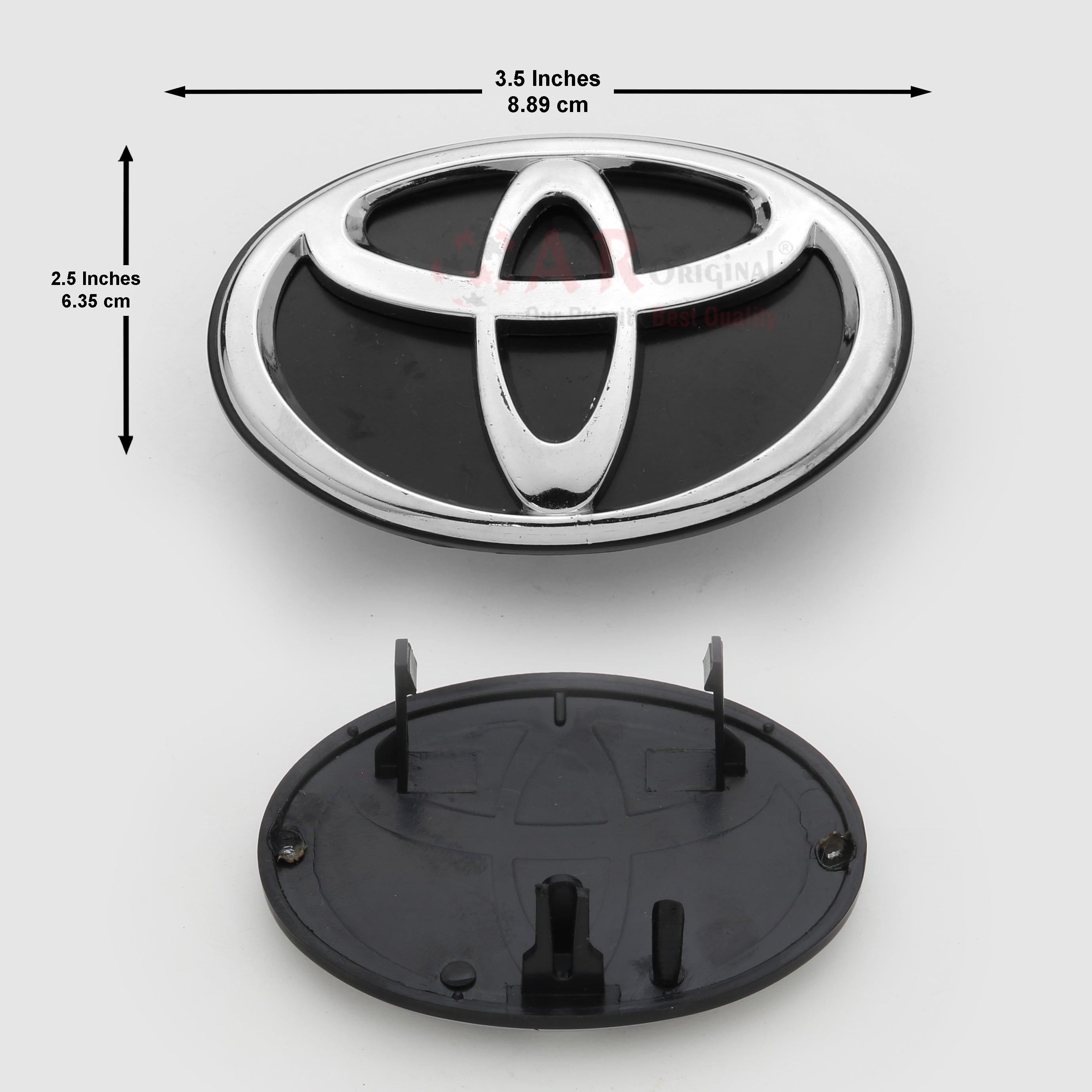 Toyota Logo 2.5x3.5inch-6.5x9cm 96 Grill Black Base Chrome LC Badge