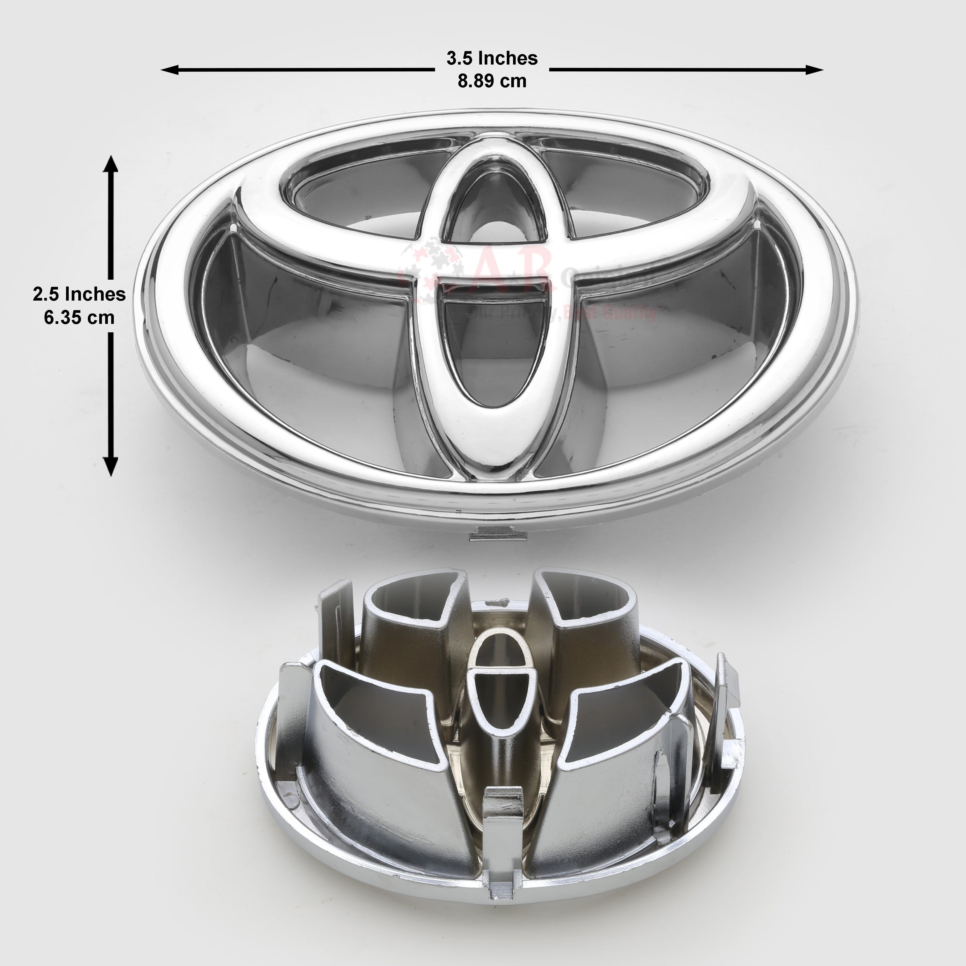 Toyota Logo 2.5x3.5inch-6.5x9cm Indus Grill Big Fitting Chrome LC Badge