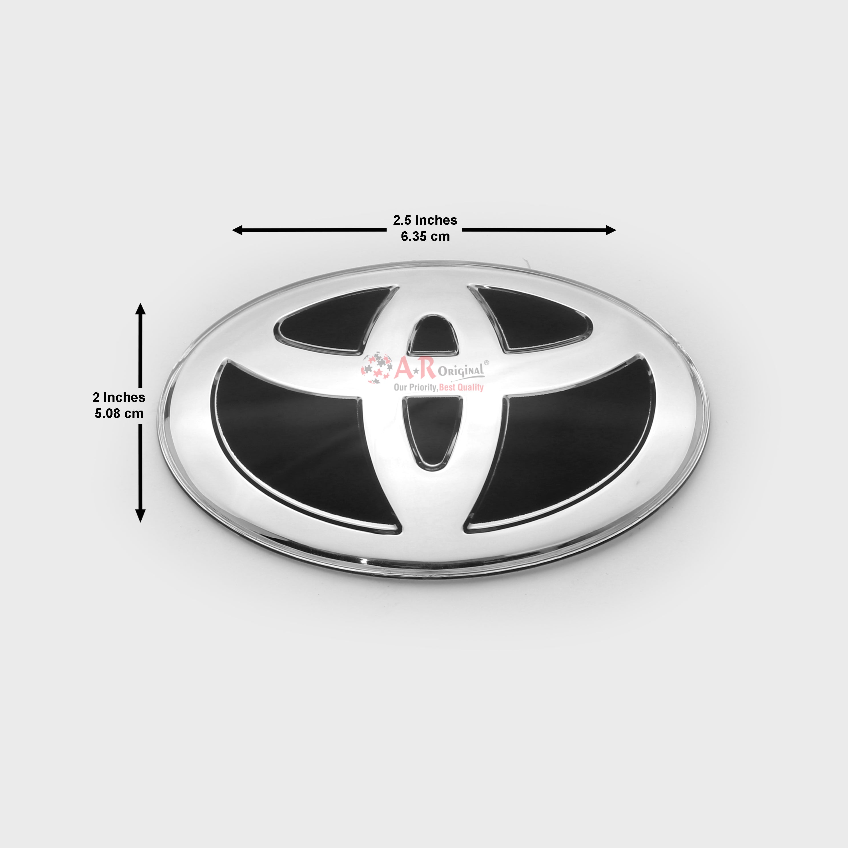 Toyota Logo 2x2.5inch-4x6.5cm Steering Mugen Style Black Silver Glass IP Badge