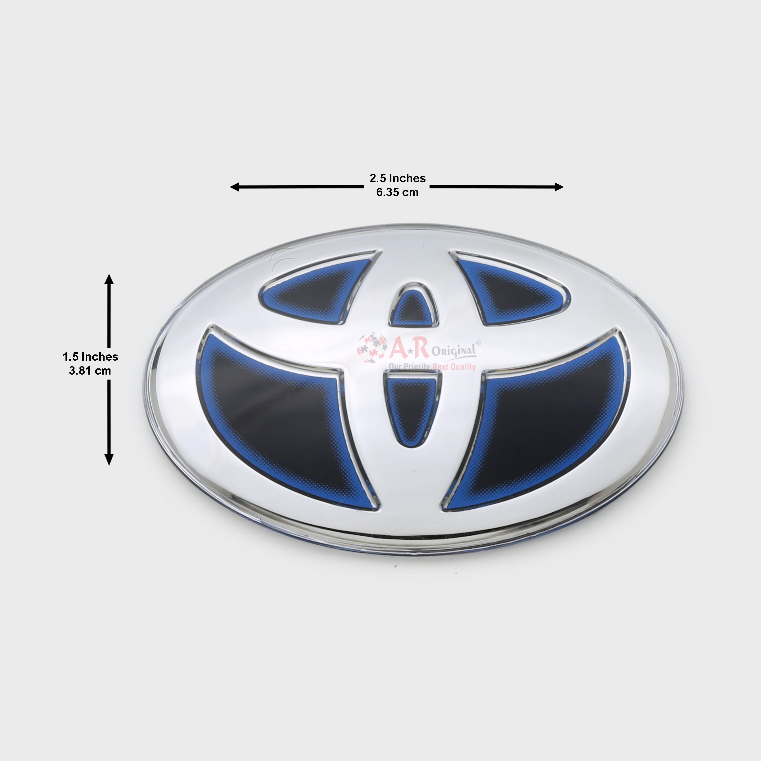 Toyota Logo 2x2.5inch-4x6.5cm Steering Mugen Style Blue Silver Glass IP Badge