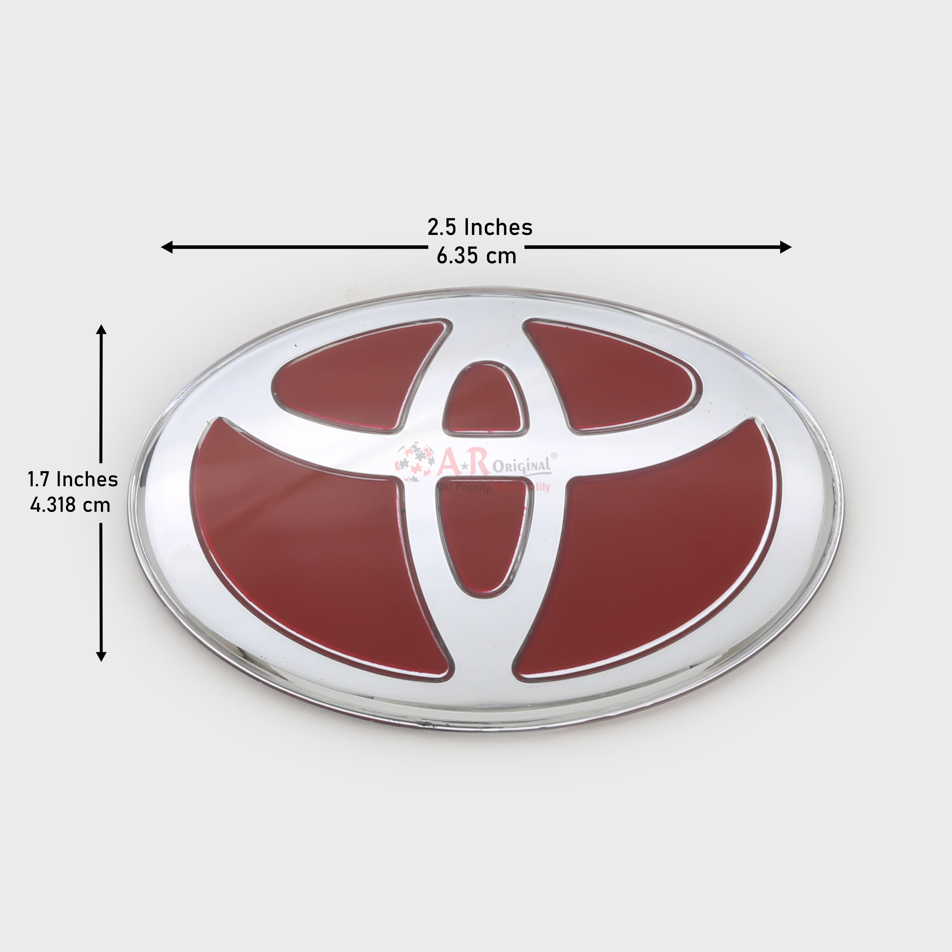 Toyota Logo 2x2.5inch-4x6.5cm Steering Mugen Style Red Silver Glass IP Badge