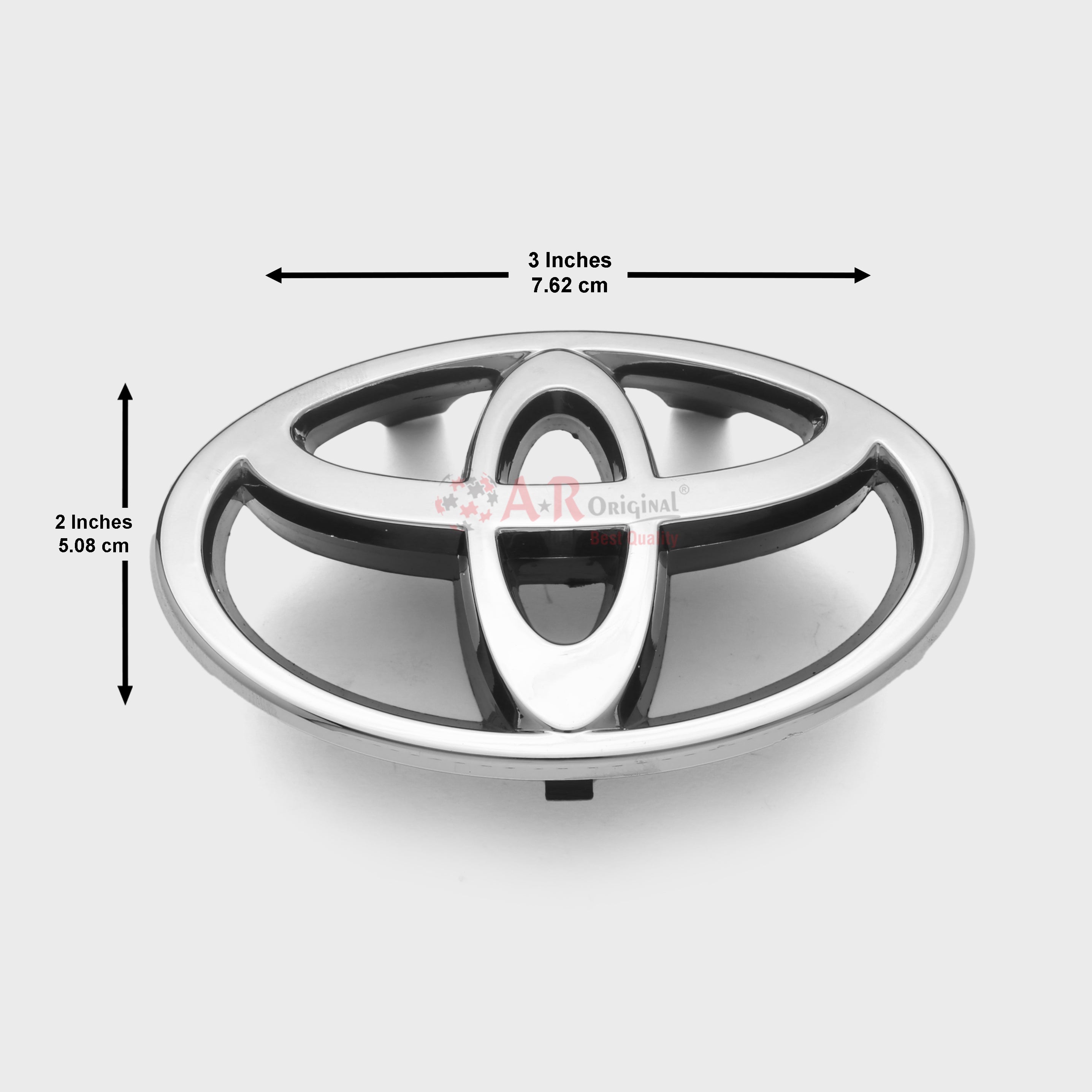 Toyota Logo 2x3inch-5x8cm Indus Grill Black Base Chrome IP Badge