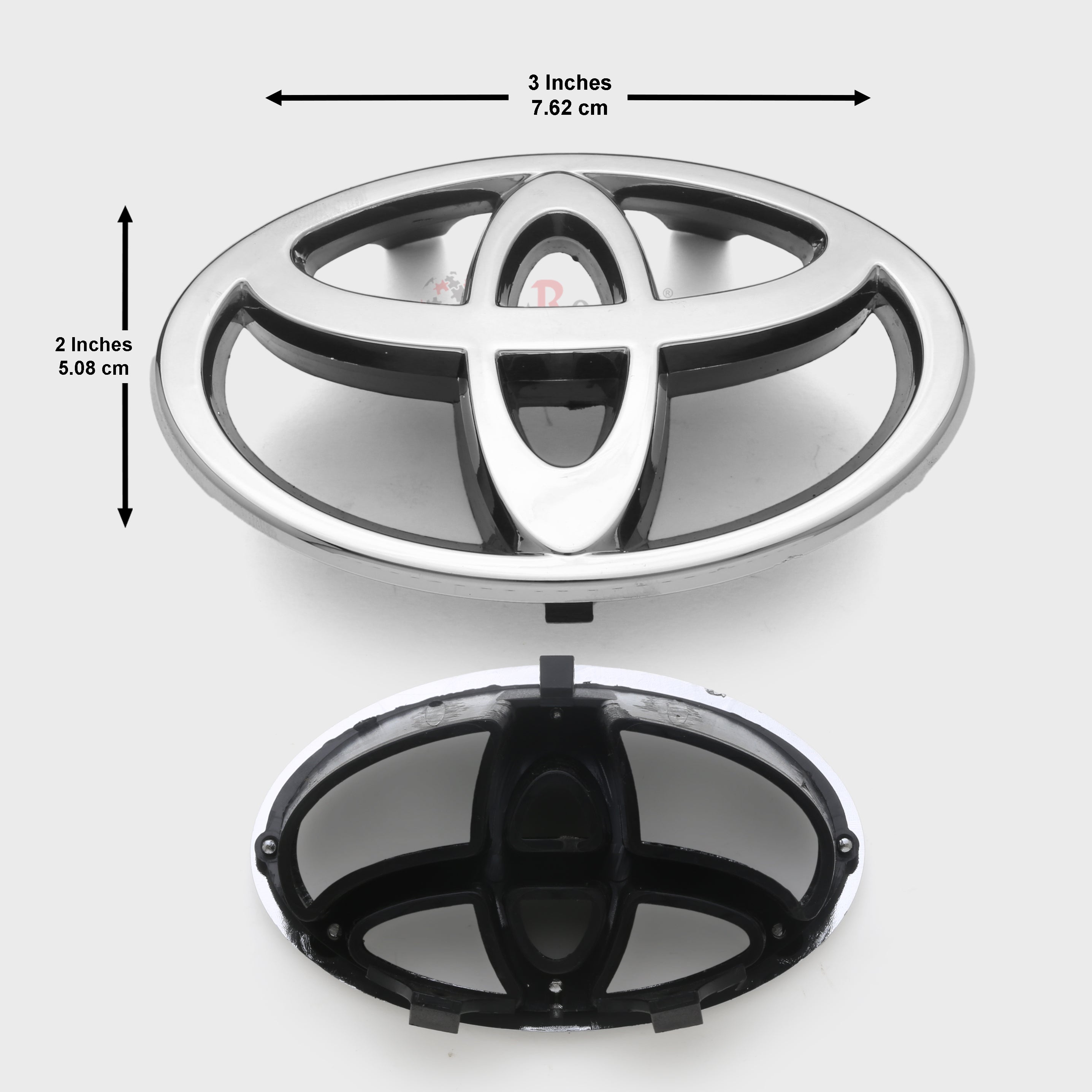 Toyota Logo 2x3inch-5x8cm Indus Grill Black Base Chrome IP Badge