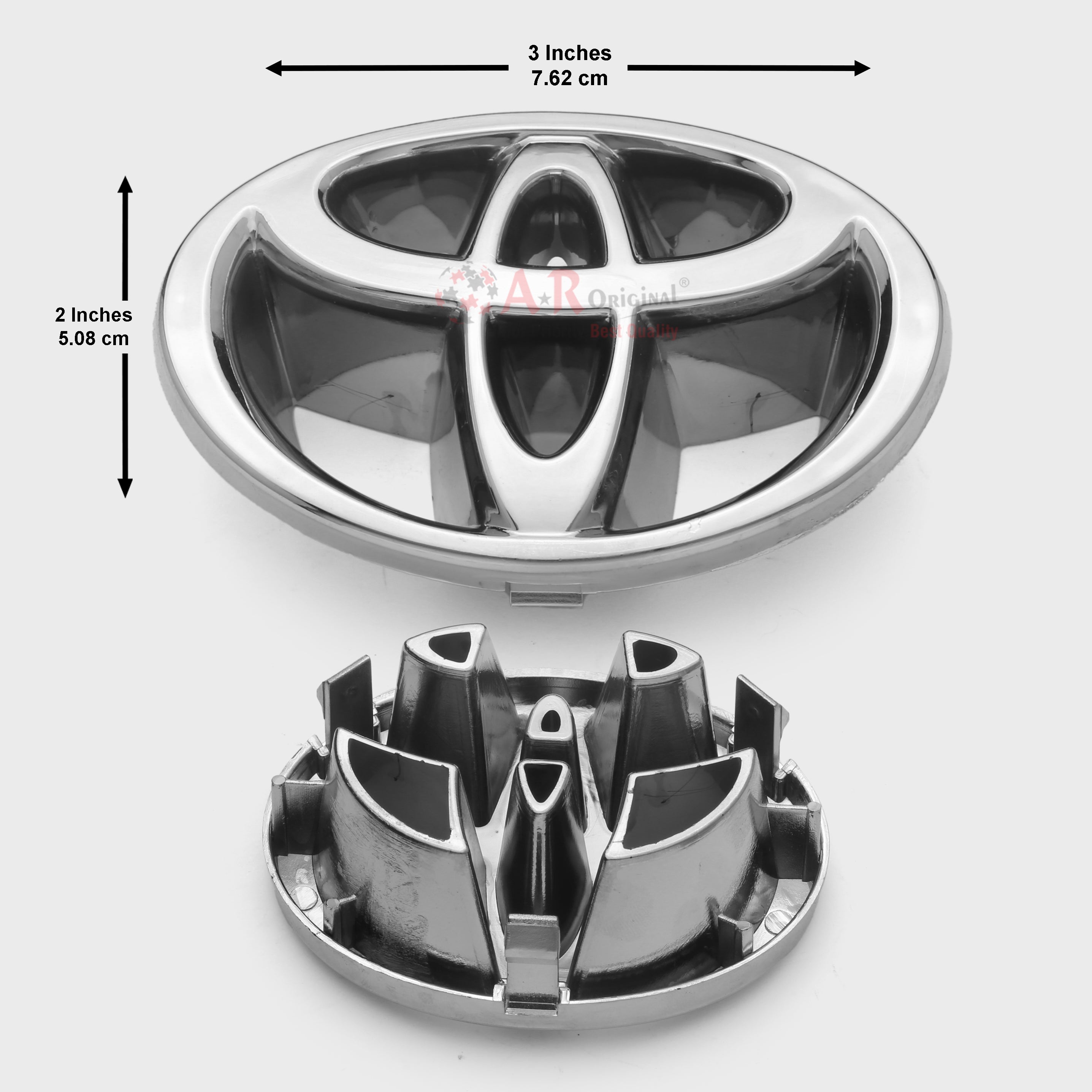 Toyota Logo 2x3inch-5x8cm Indus Grill Small Fiting Chrome Base IP Badge