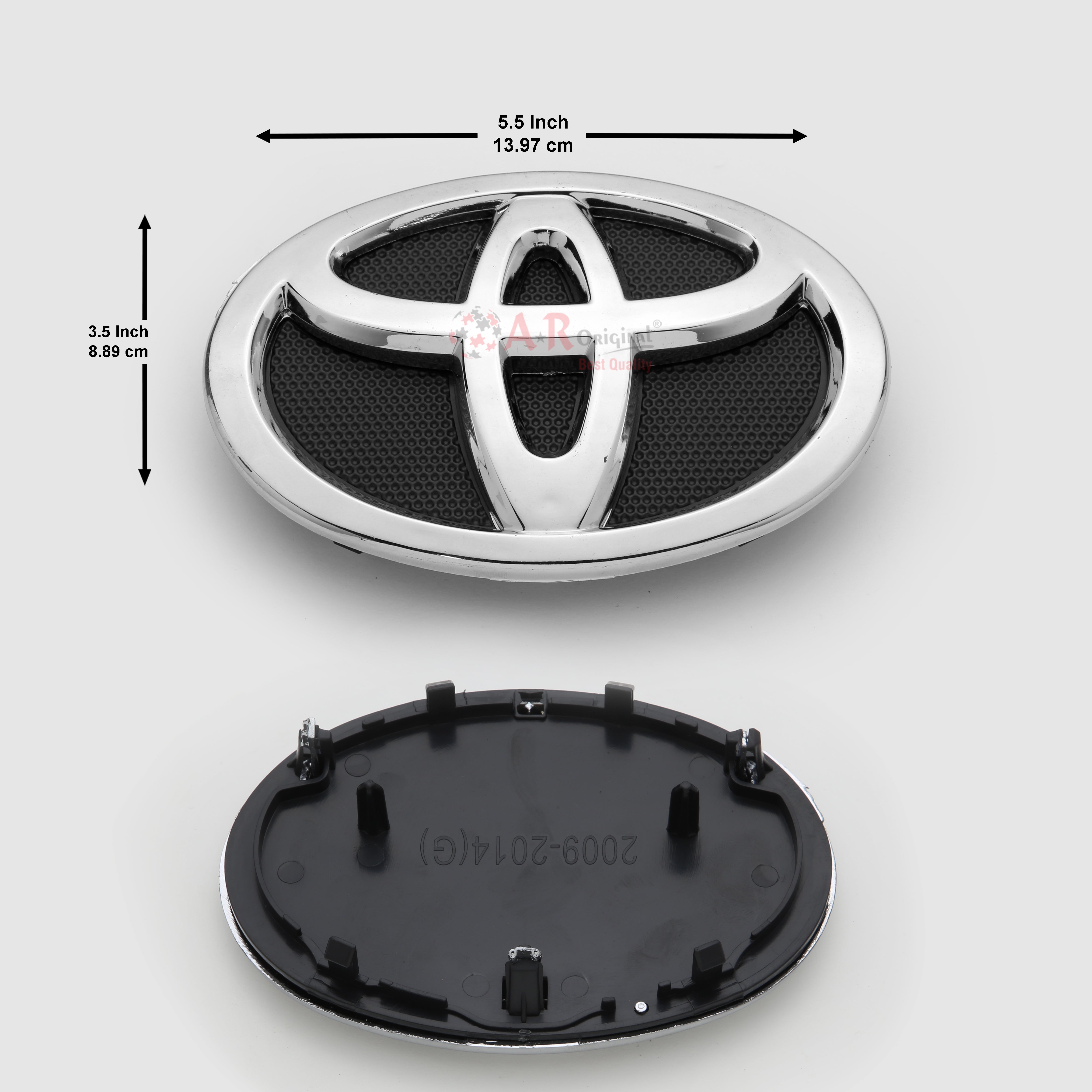 Toyota Logo 3.5x5.5inch-9x14cm Corolla 09-14 Grill Logo Black Base Chrome IP Badge