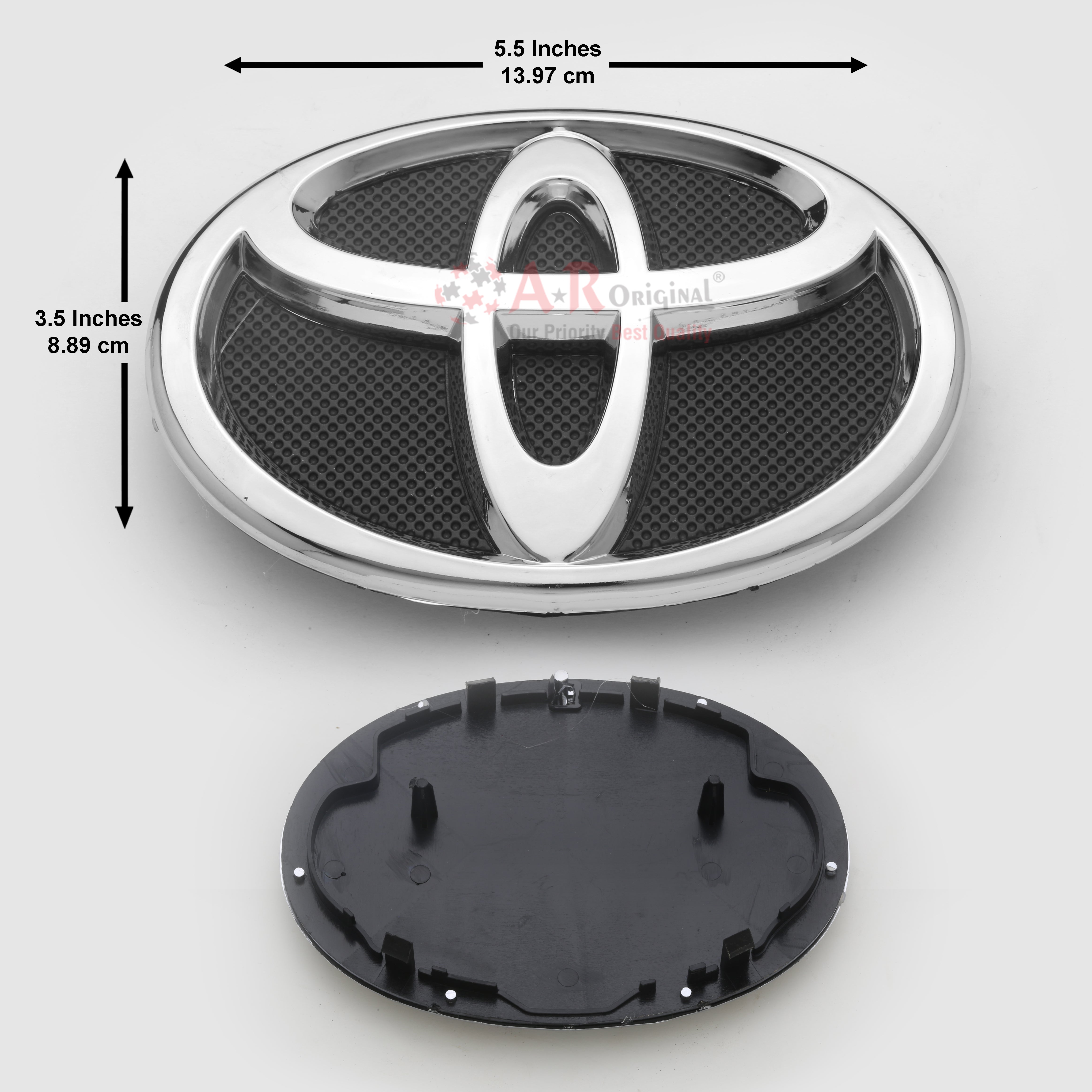 Toyota Logo 3.5x5.5inch-9x14cm Corolla 09-14 Grill Logo Black Base Chrome LC Badge