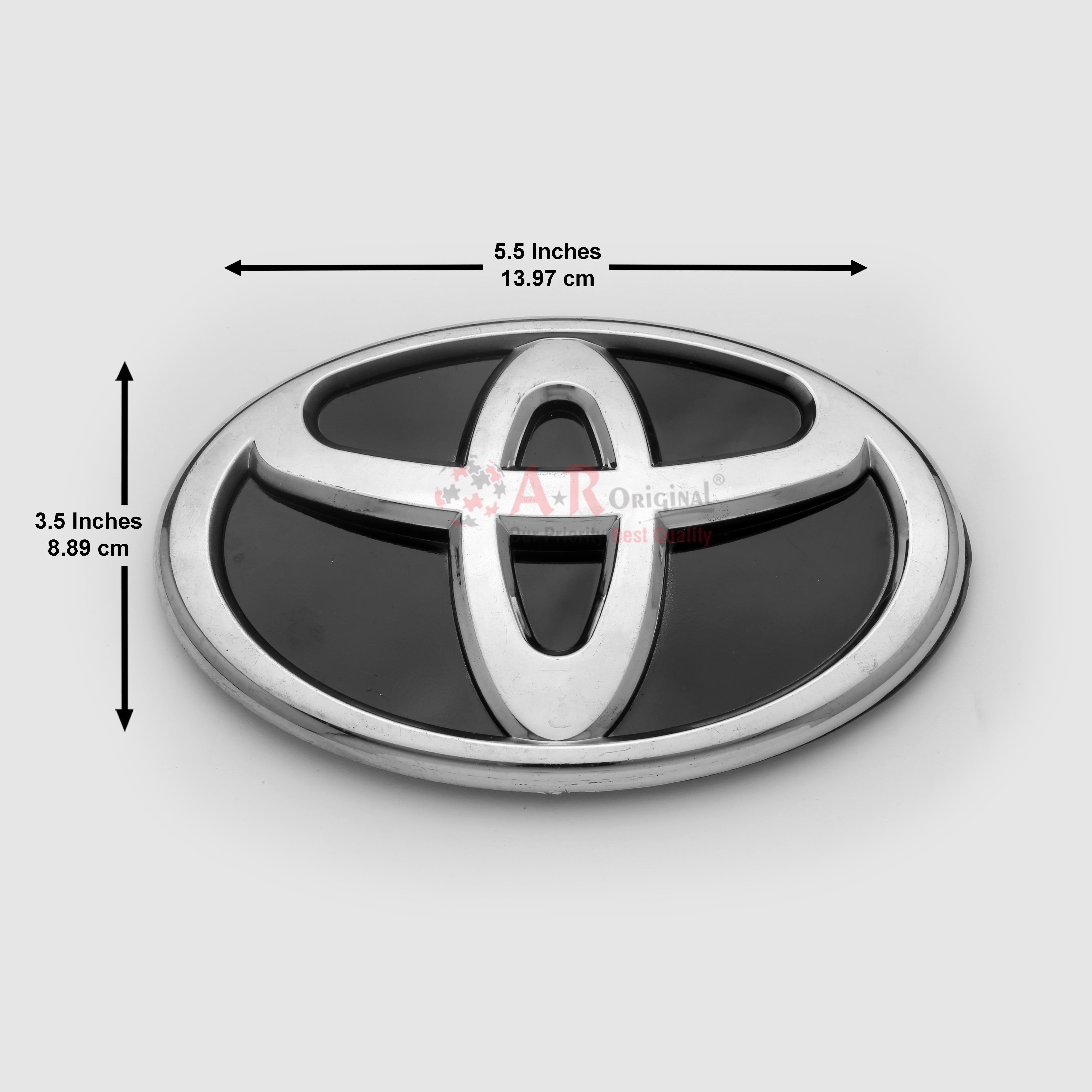 Toyota Logo 3.5x5.5inch-9x14cm Grill Black Base Chrome IP Badge