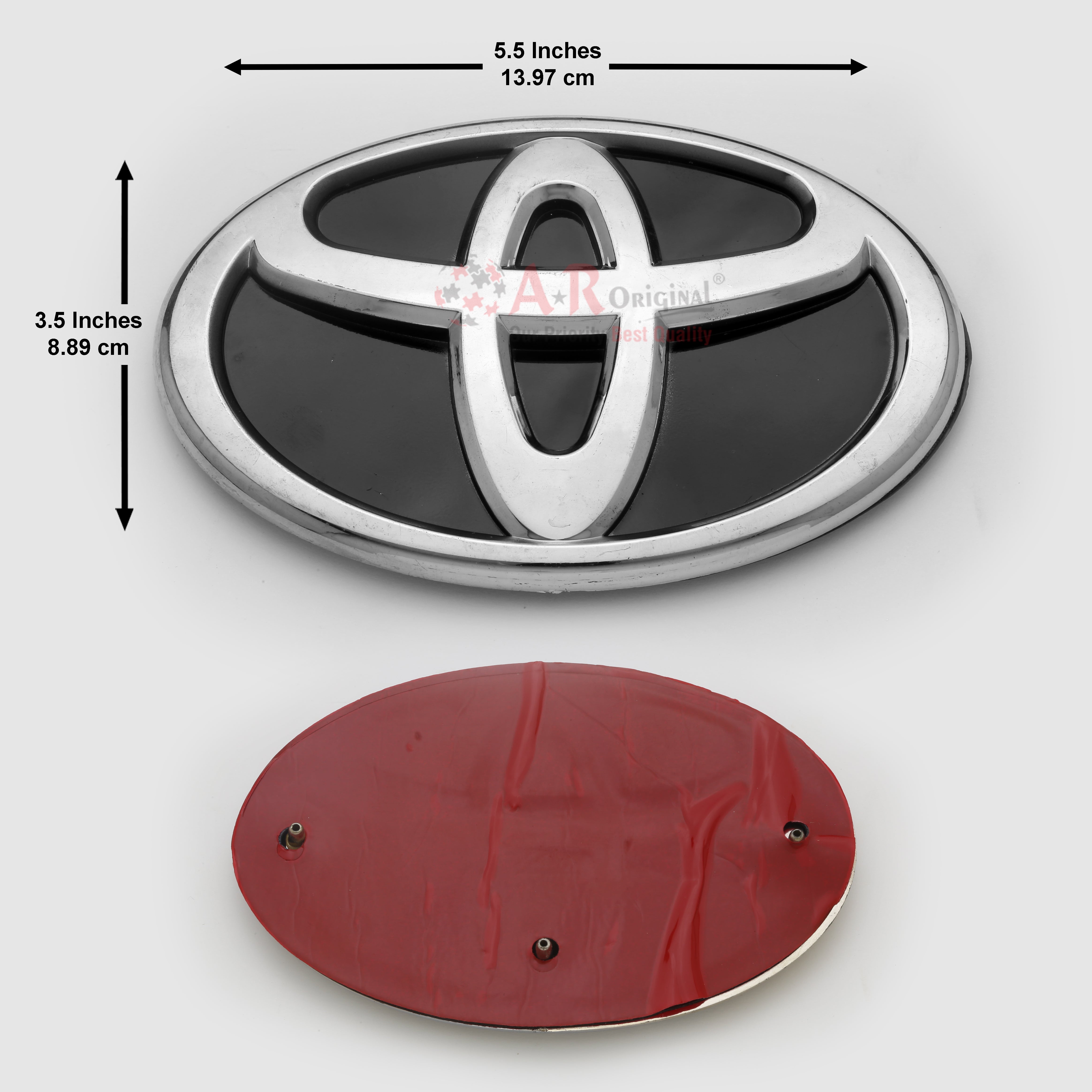 Toyota Logo 3.5x5.5inch-9x14cm Grill Black Base Chrome IP Badge