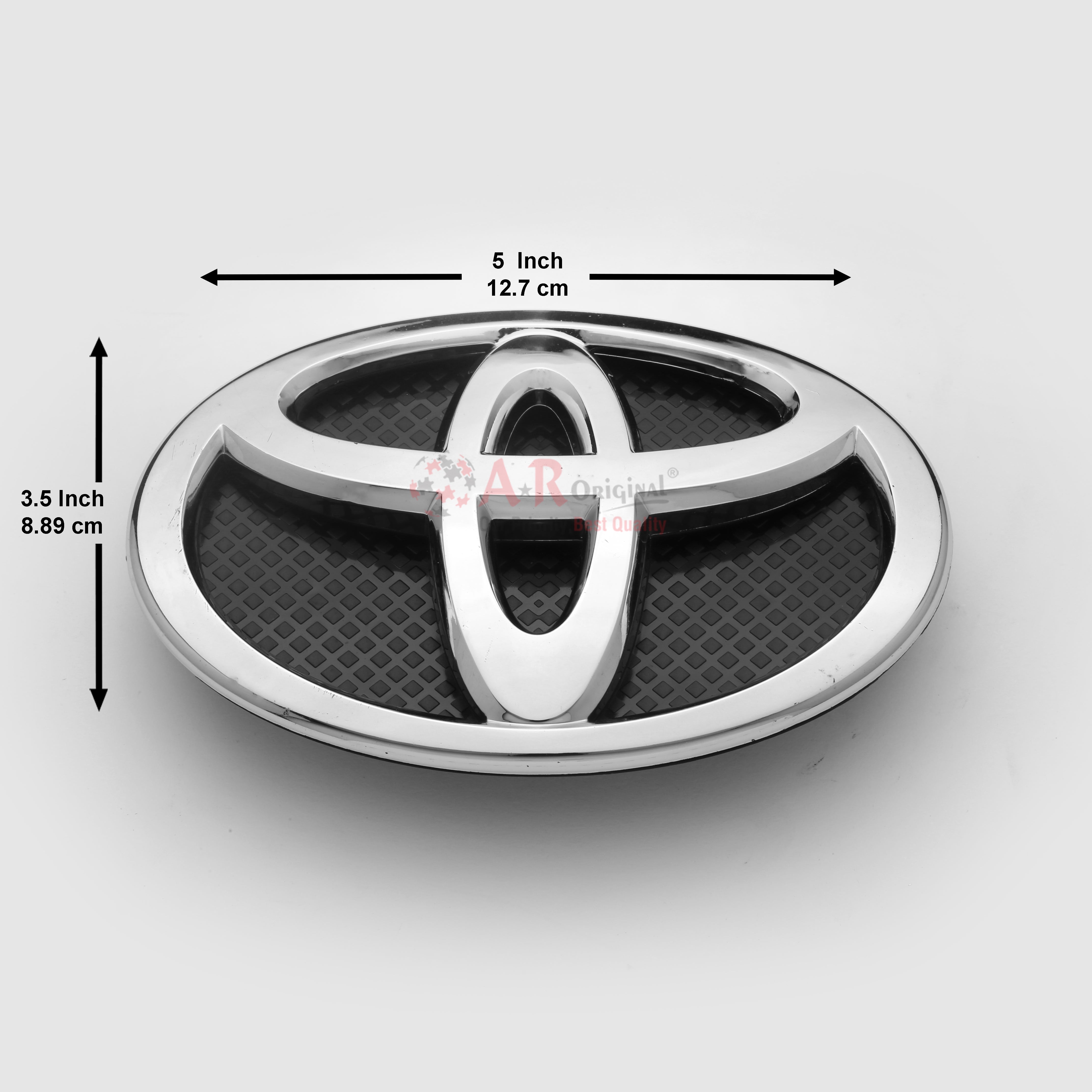 Toyota Logo 3.5x5inch-9x13cm Belta Grill Black Base Chome IP Badge