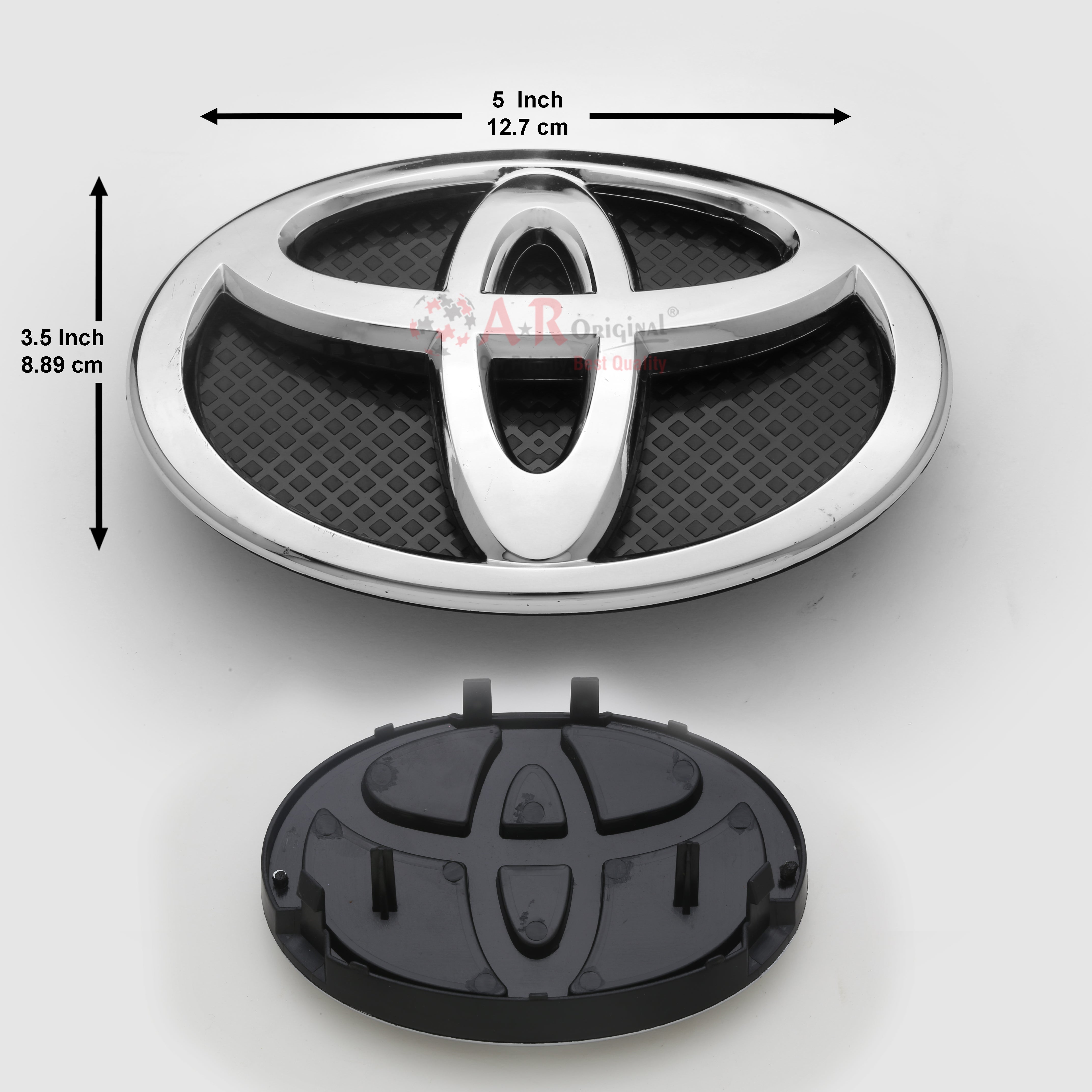 Toyota Logo 3.5x5inch-9x13cm Belta Grill Black Base Chome IP Badge