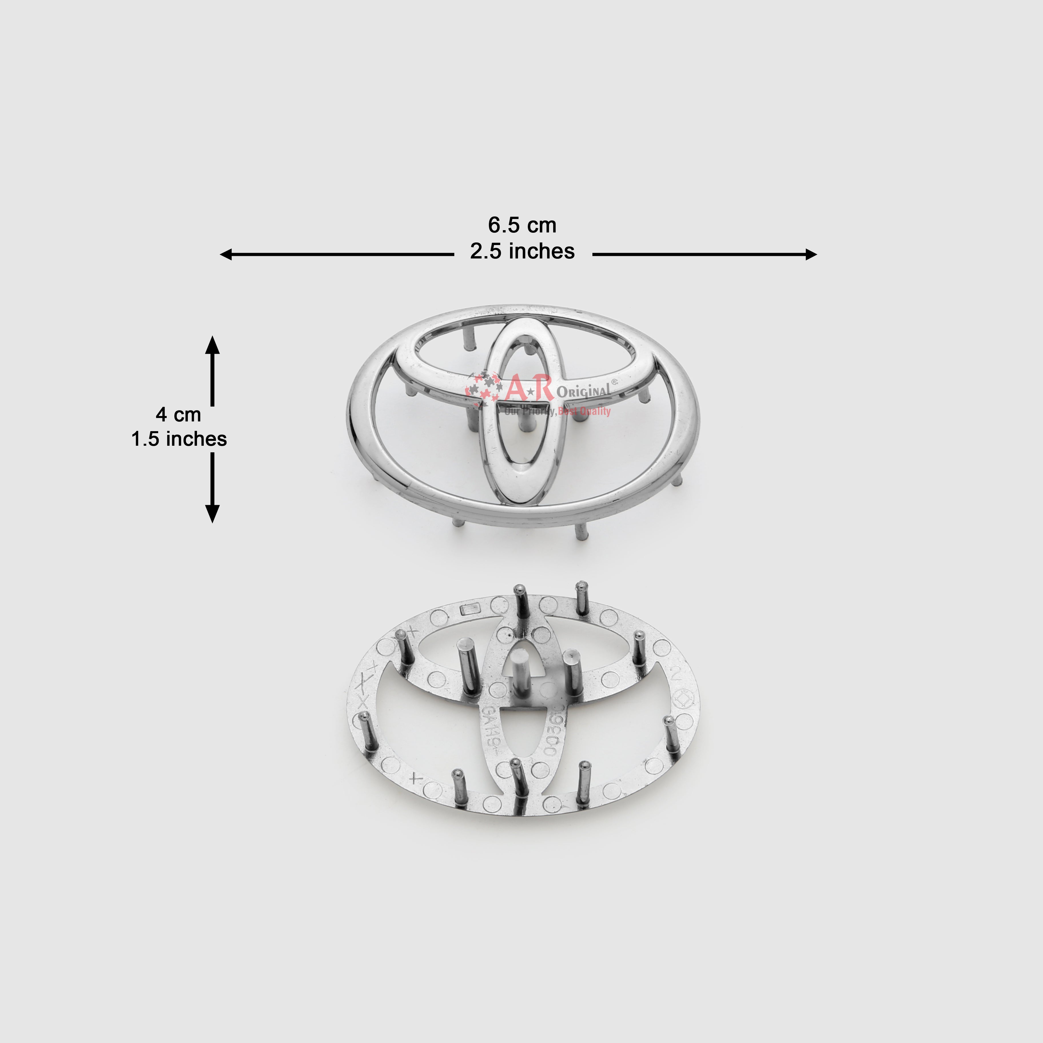 Toyota Logo 4x6.5cm Steering Pin Fit ABS Chrome IP Badge