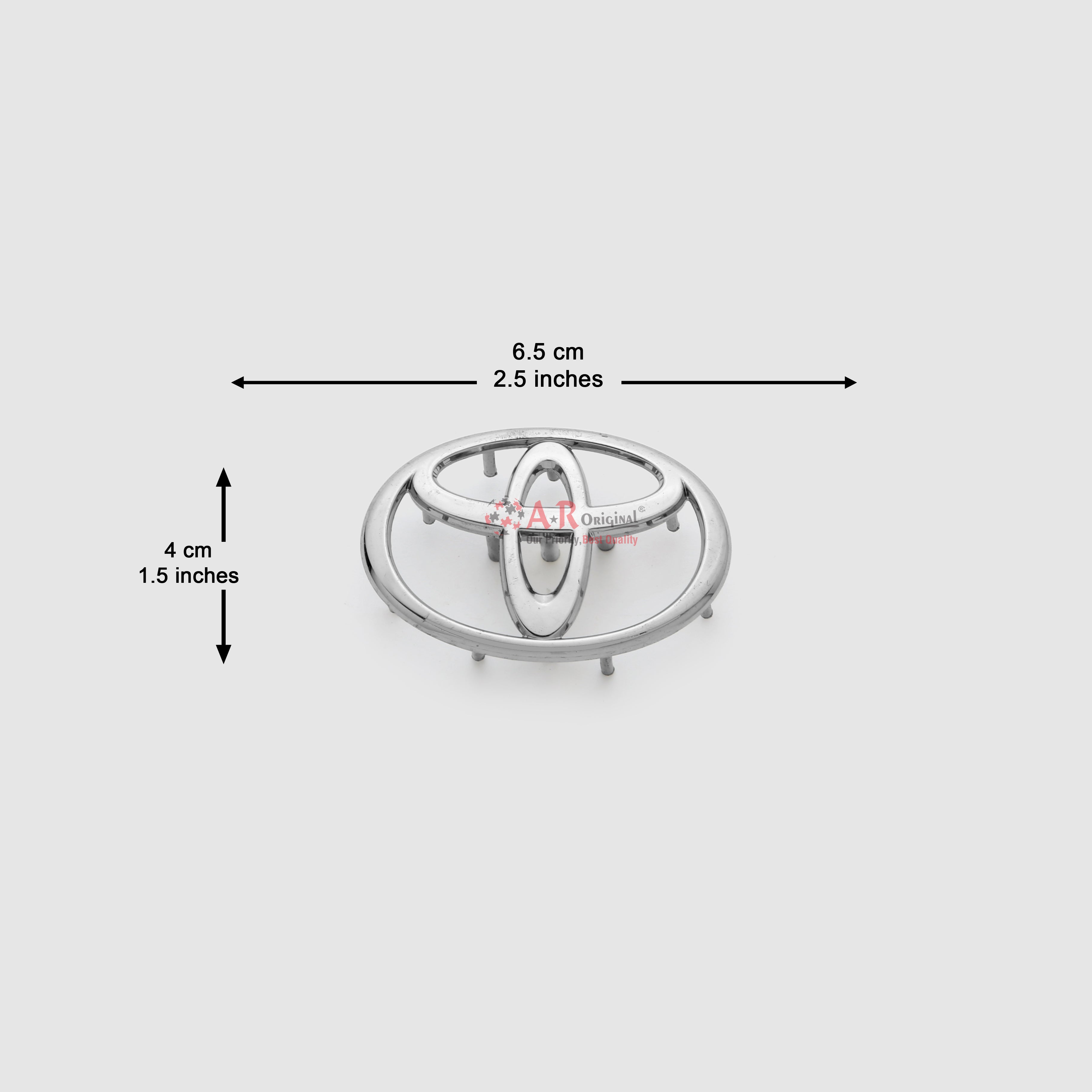 Toyota Logo 4x6.5cm Steering Pin Fit ABS Chrome IP Badge
