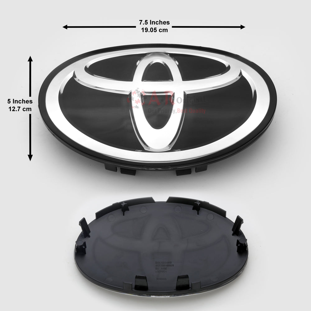 Toyota Logo 5x7.5inch-13x19cm Grill Fortuner-Revo  Glass Black Chrome IP Badge