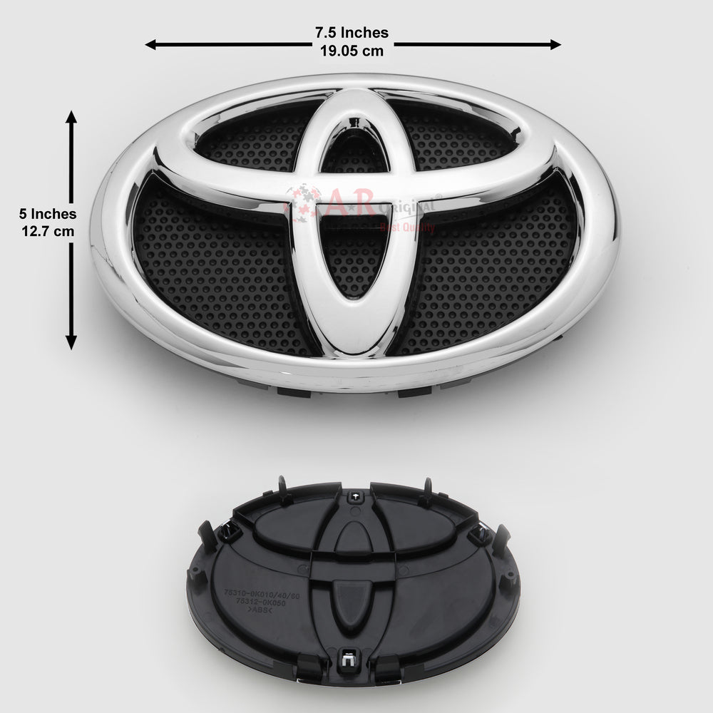 Toyota Logo 5x7.5inch-13x19cm Revo Grill Black Base Chrome IP Badge