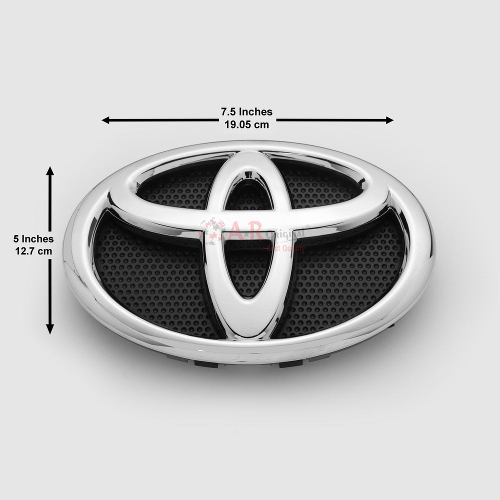 Toyota Logo 5x7.5inch-13x19cm Revo Grill Black Base Chrome IP Badge
