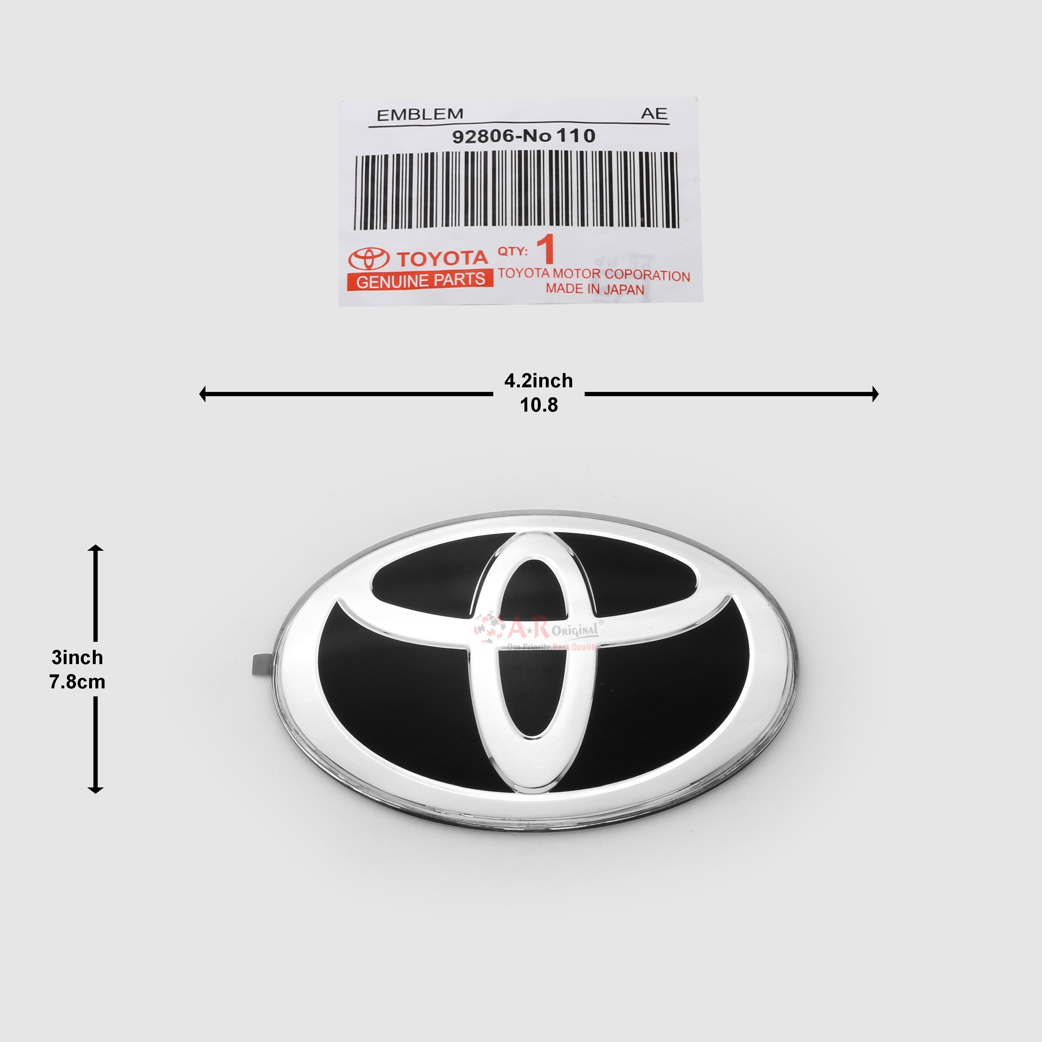 Toyota Logo Glass 3x4.2inch-7.8x10.8 Black Silver IP Badge