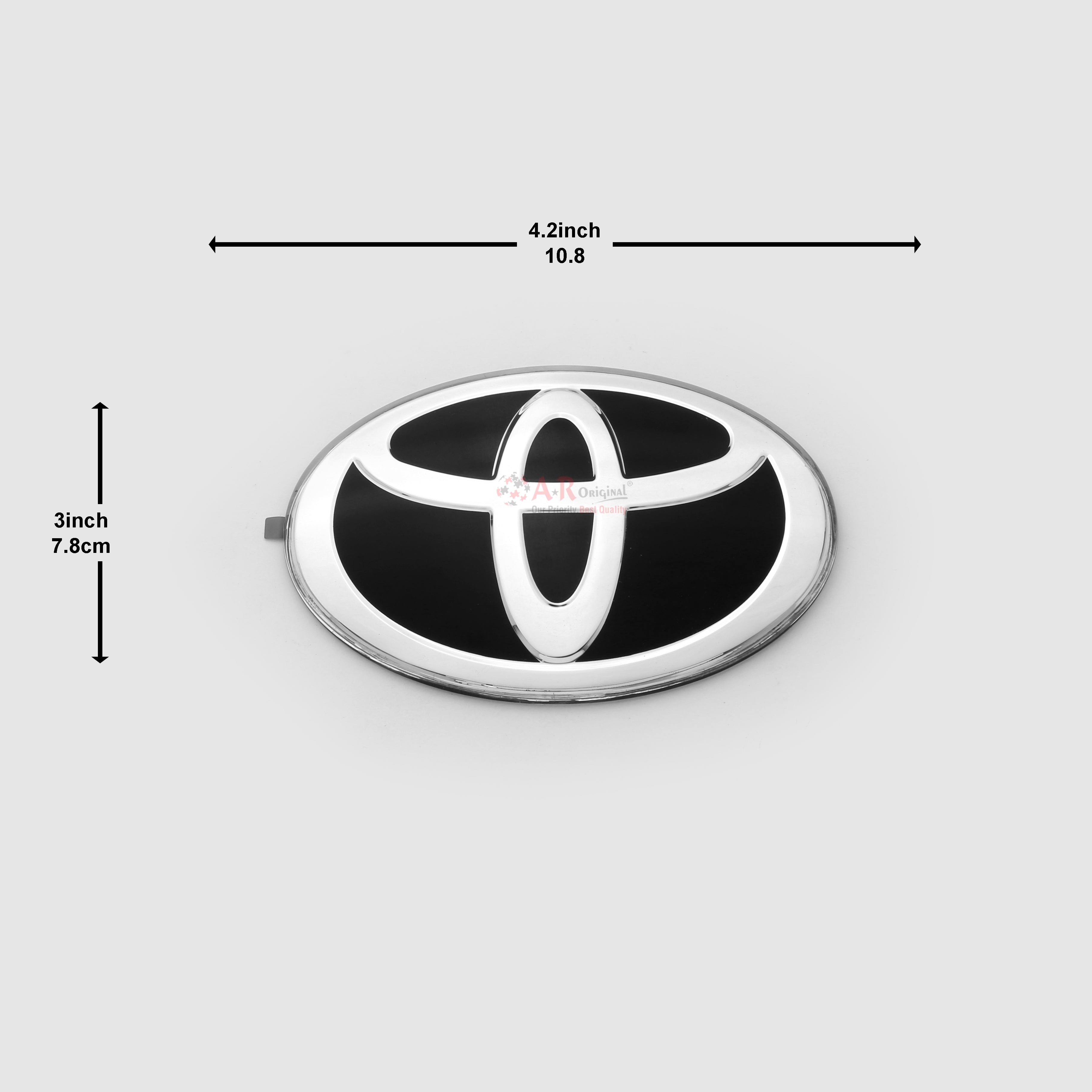 Toyota Logo Glass 3x4.2inch-7.8x10.8 Black Silver IP Badge