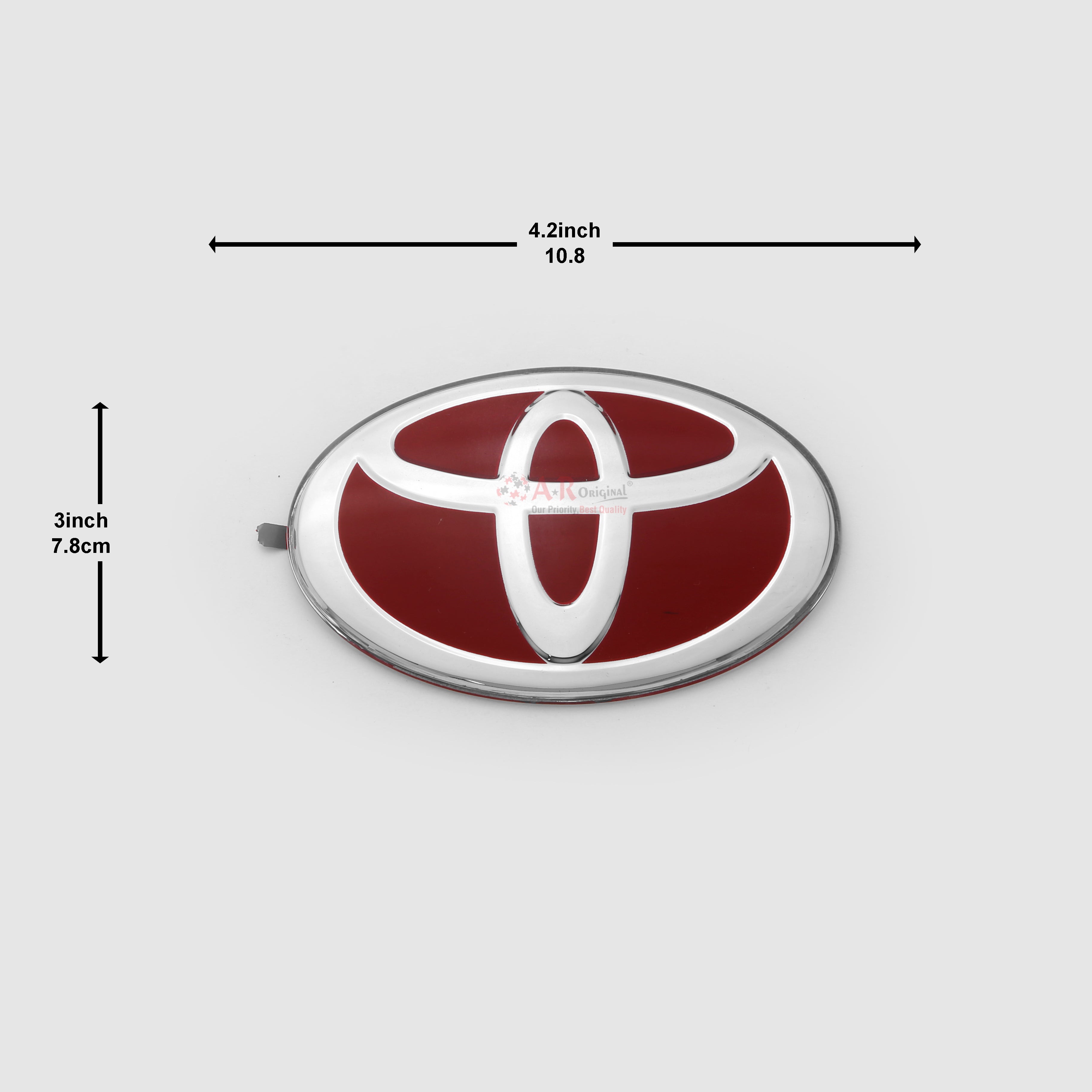 Toyota Logo Glass 3x4.2inch-7.8x10.8 Red Silver IP Badge