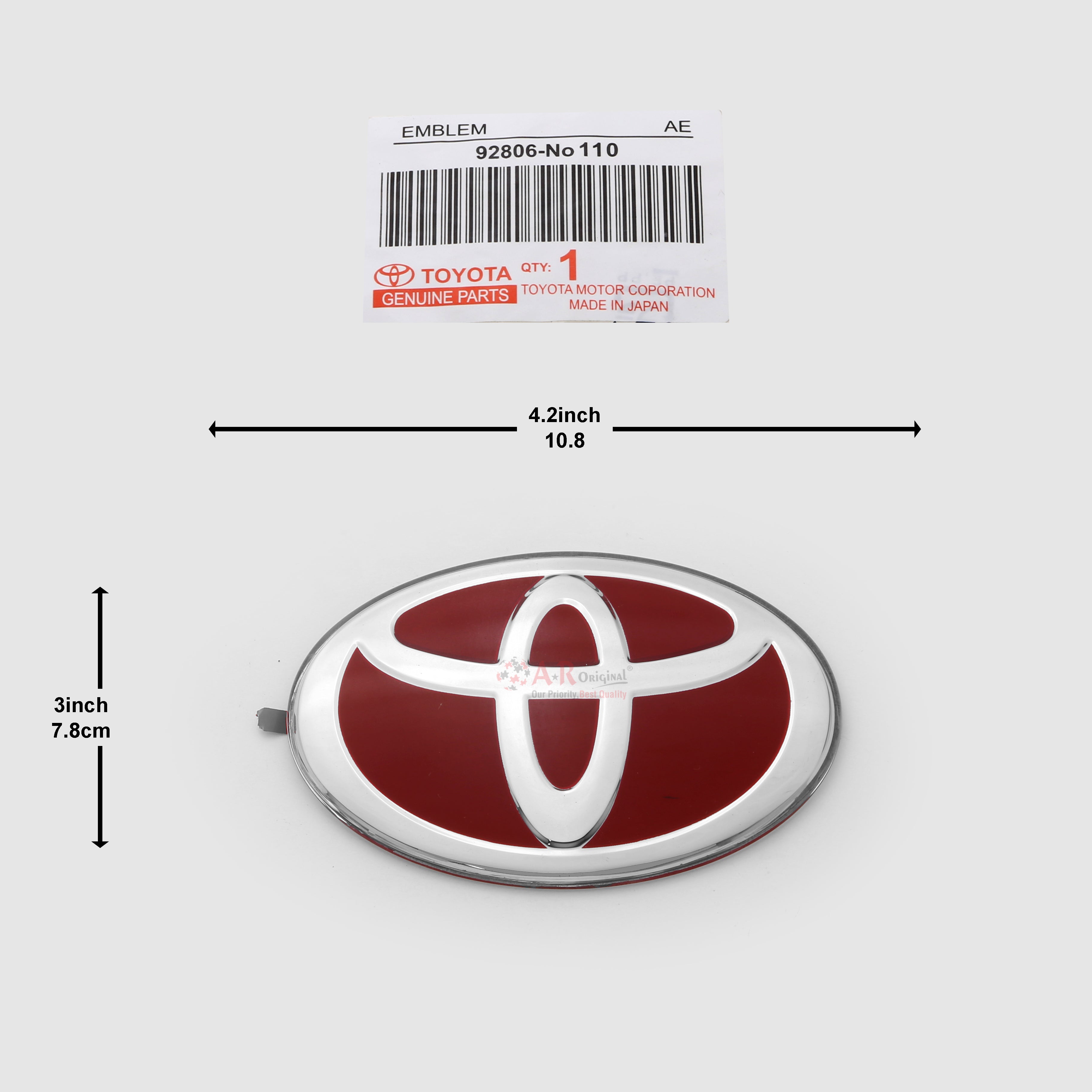 Toyota Logo Glass 3x4.2inch-7.8x10.8 Red Silver IP Badge