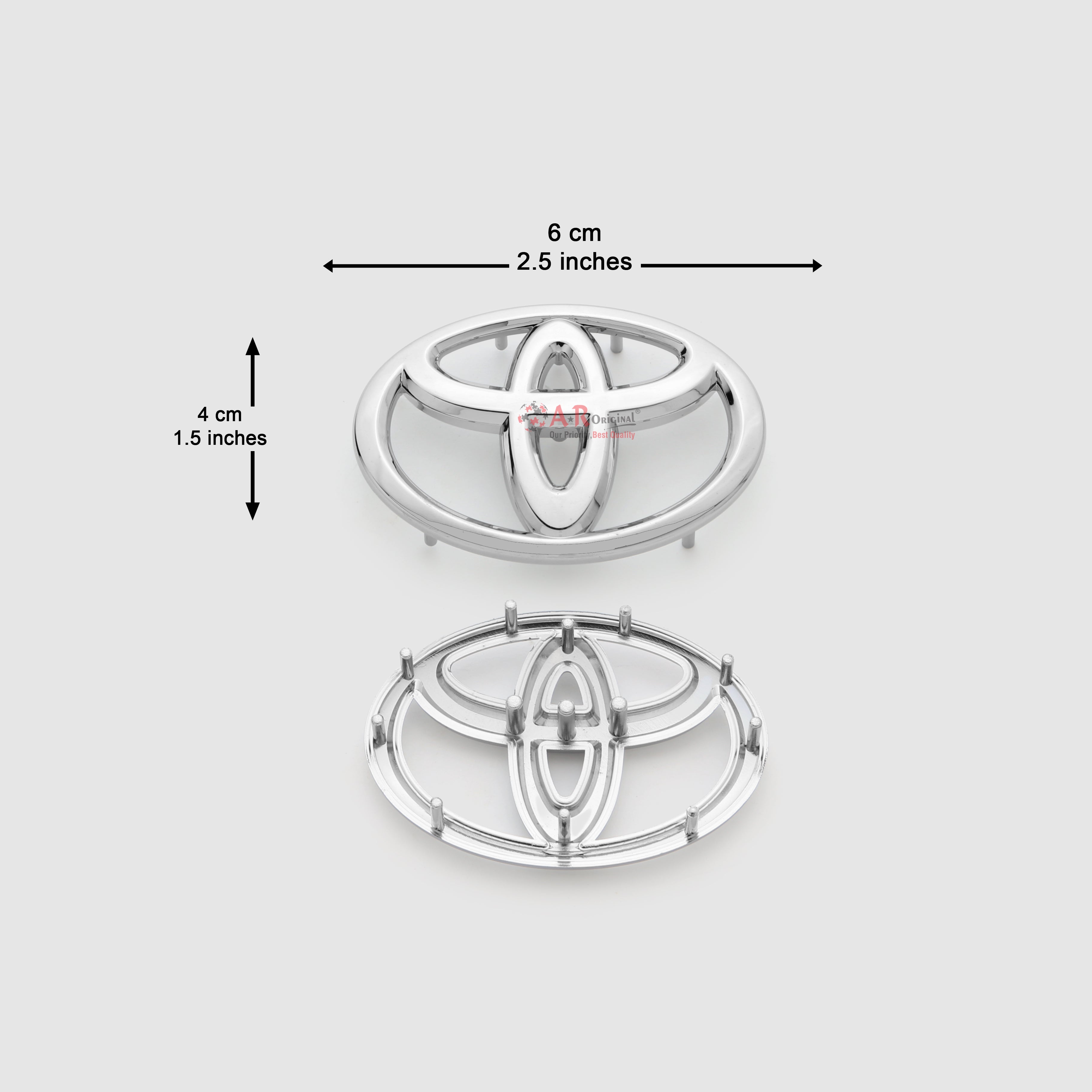 Toyota Logo Soft Glue Steering Size 4x6cm Chrome IP Badge