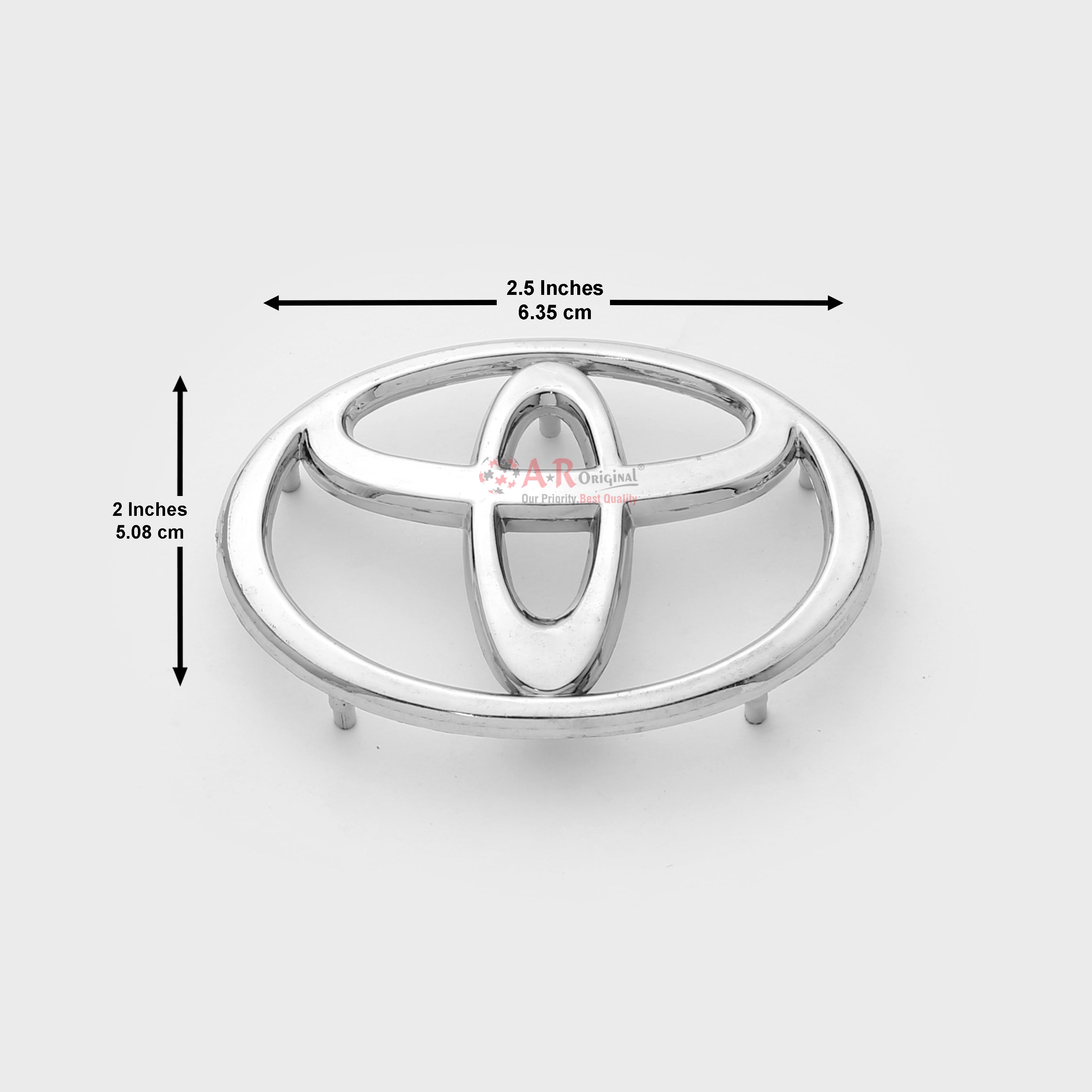 Toyota Logo Steering 2x2.5inch-4x6.5cm Big Short Pin Chrome ABS IP Badge