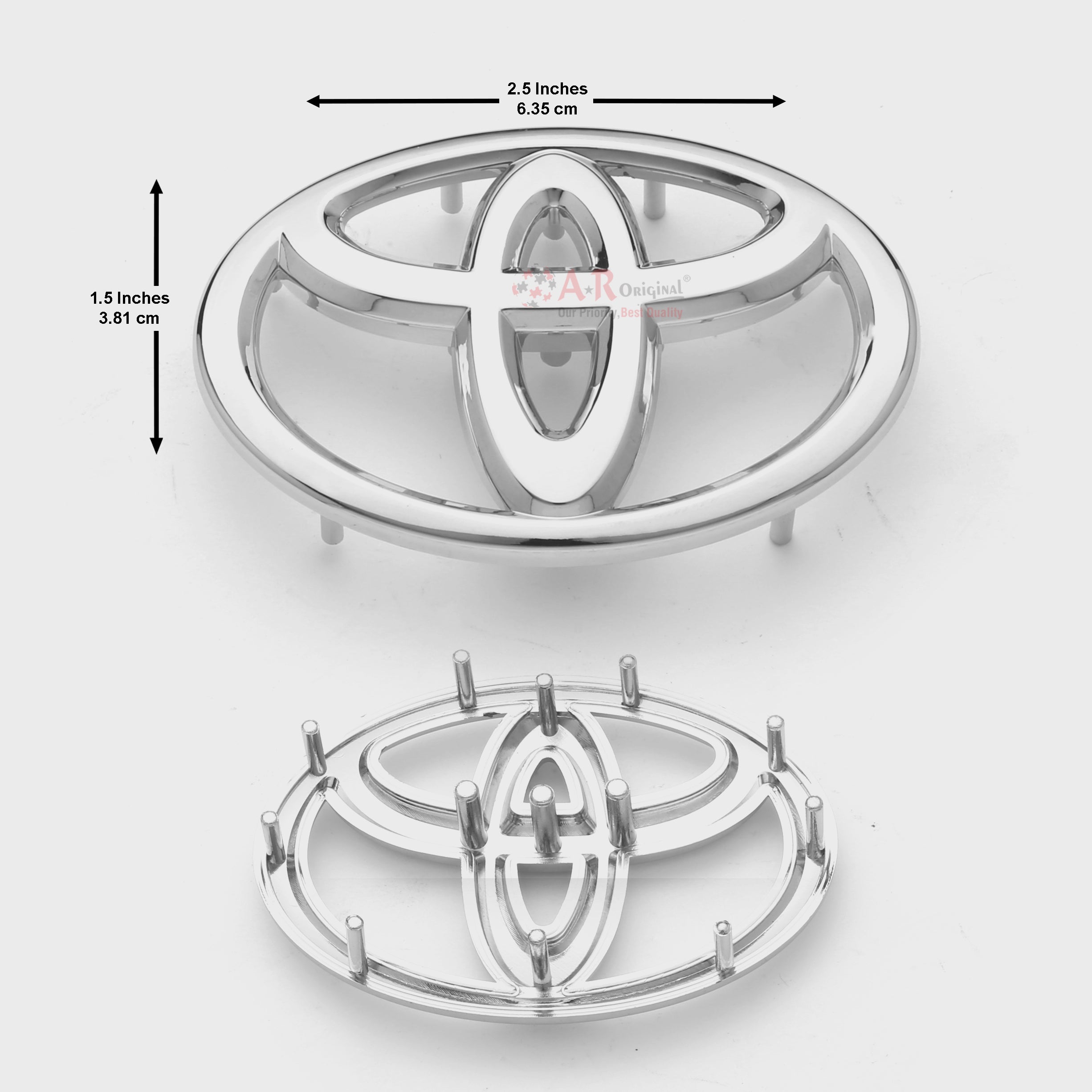Toyota Logo Steering Size 1.5x2.5inch-4x6.5cm Big Long Pin Chrome ABS IP Badge