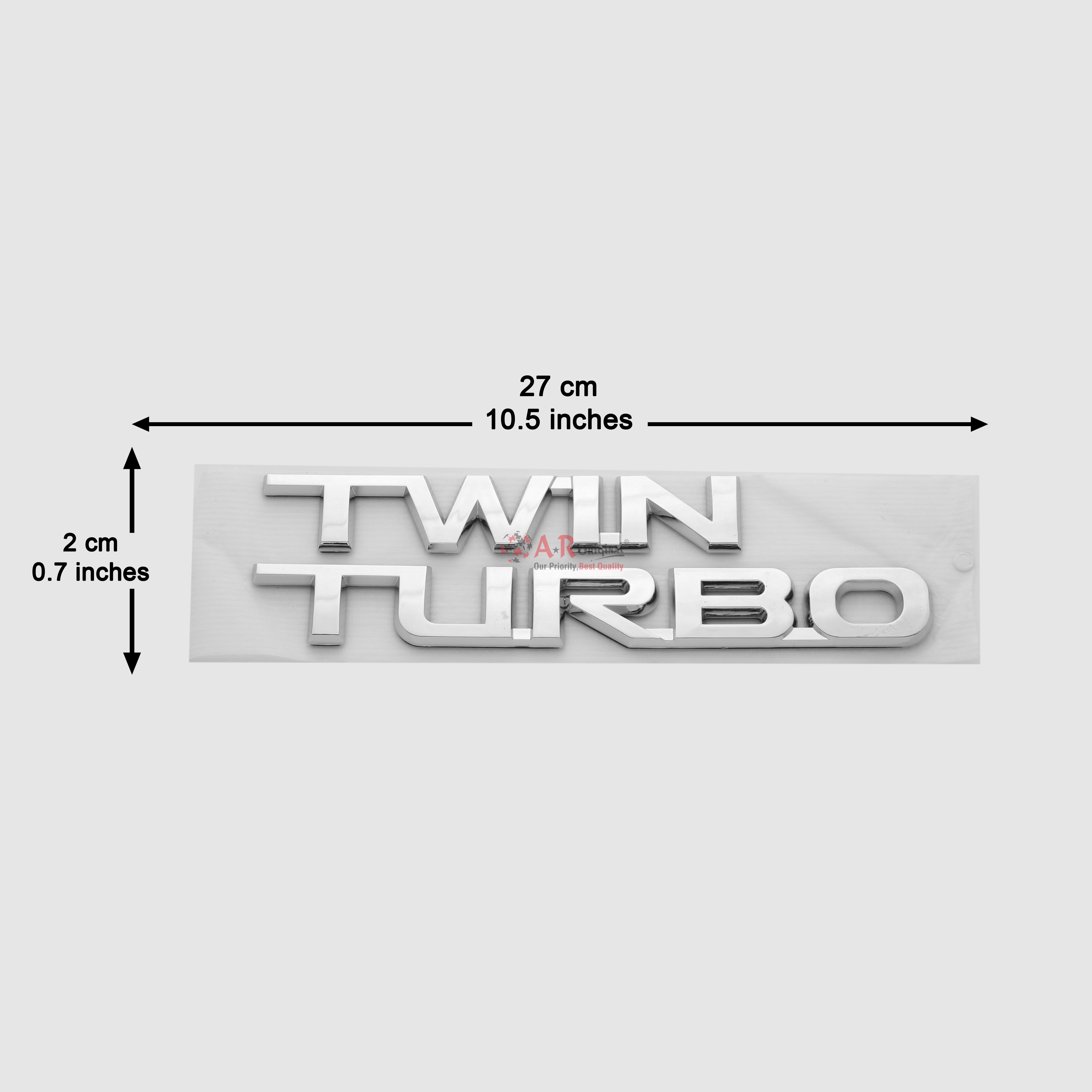 Twin Turbo Emblem 2x27cm Chrome IP Badge
