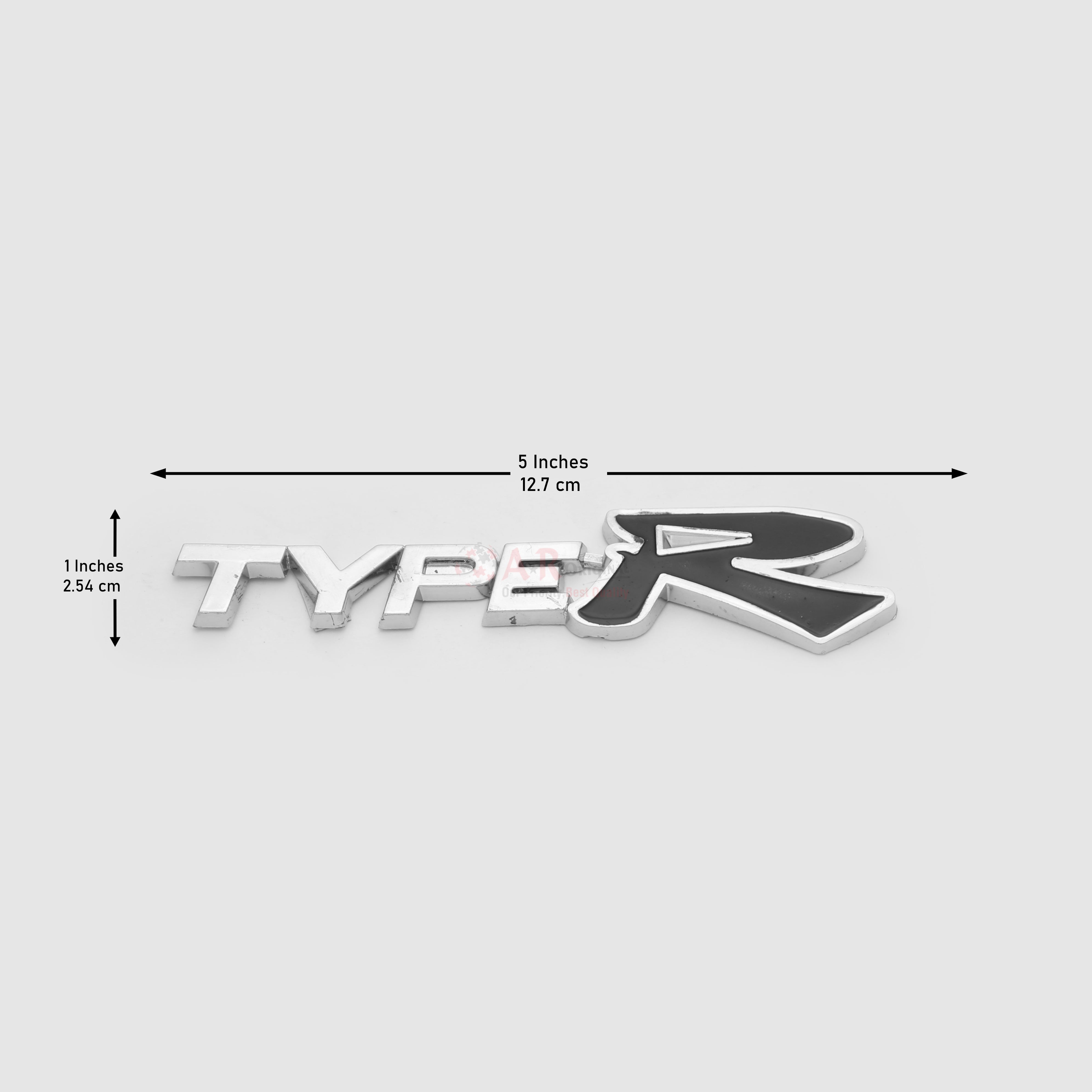 TypeR Emblem 1.5x5inch-2.5x13cm Black Chrome LC Badge