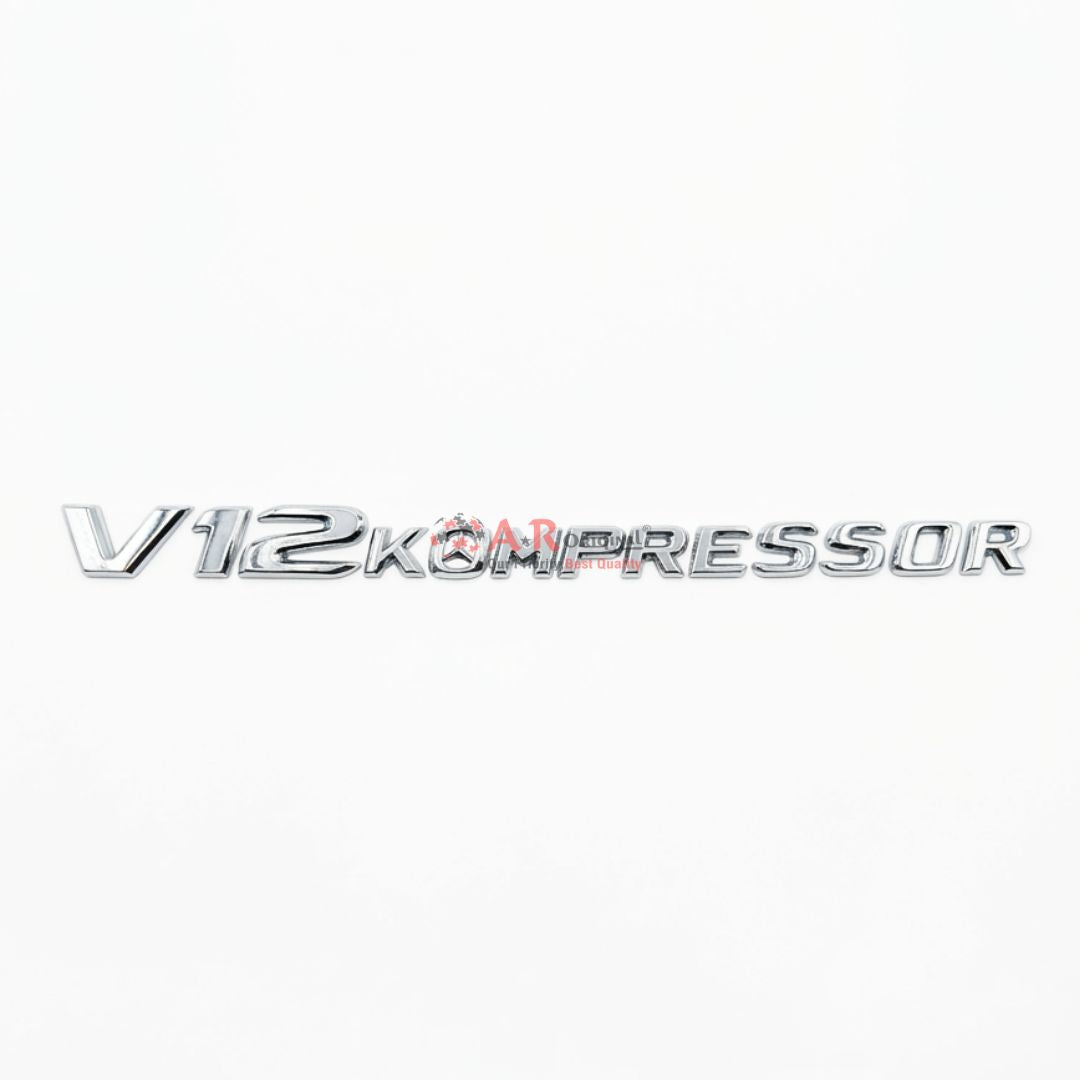 V12 KOMPRESSOR Emblem 1.8x26cm Chrome IP Badge