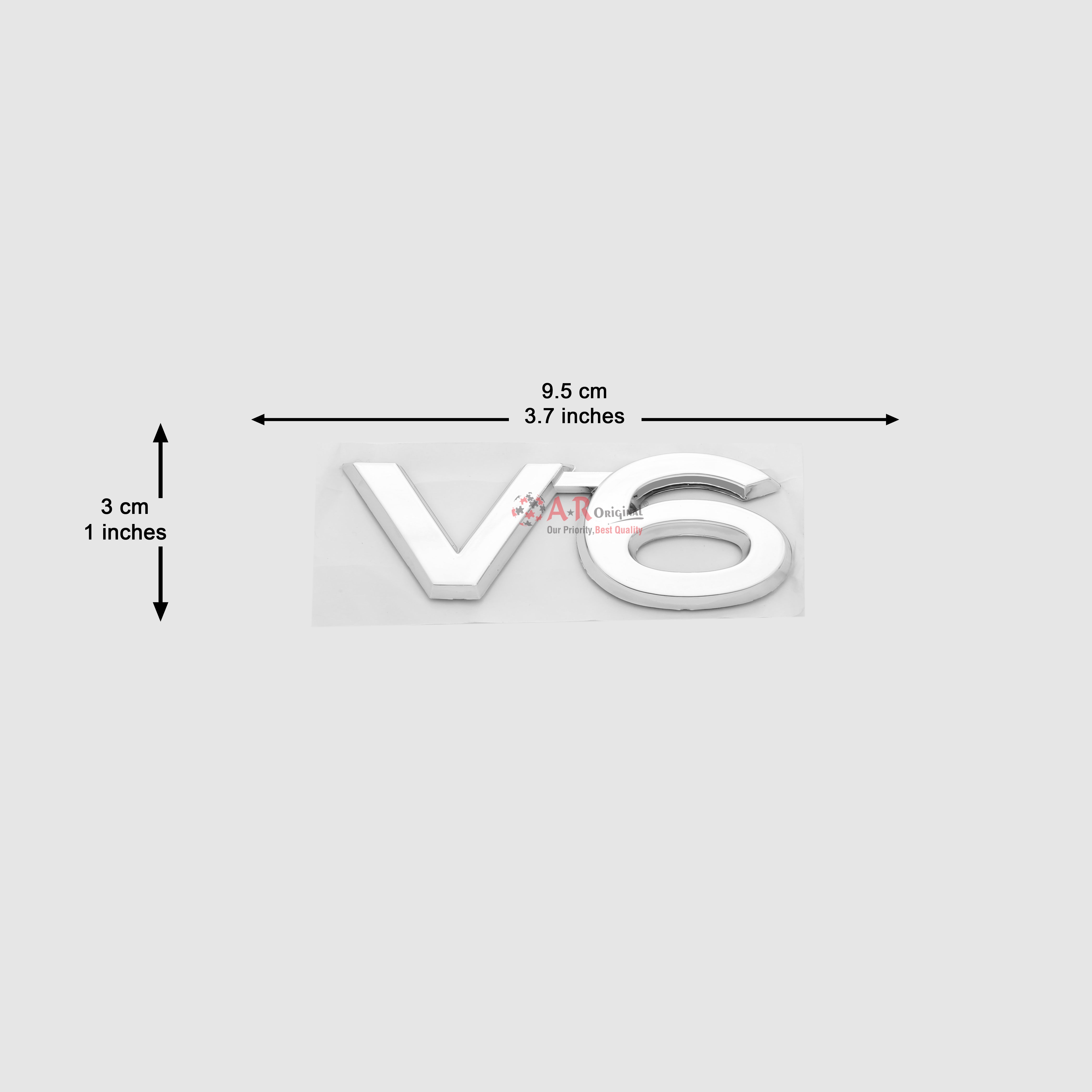 V6 Emblem 3x9.5cm Chrome IP Badge