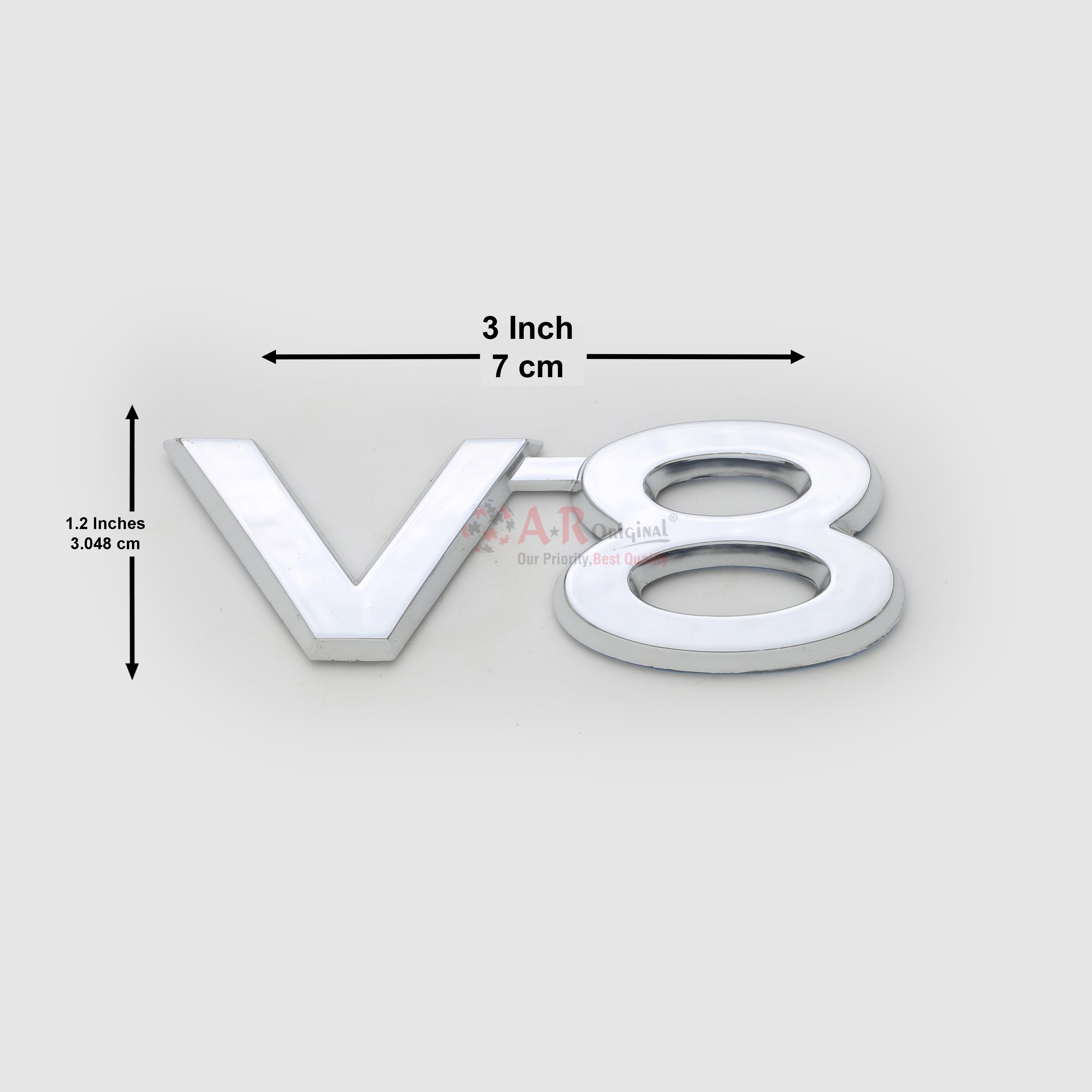 V8 Emblem 1.5x3inch-4x7cm Join Alpha Chrome IP Badge