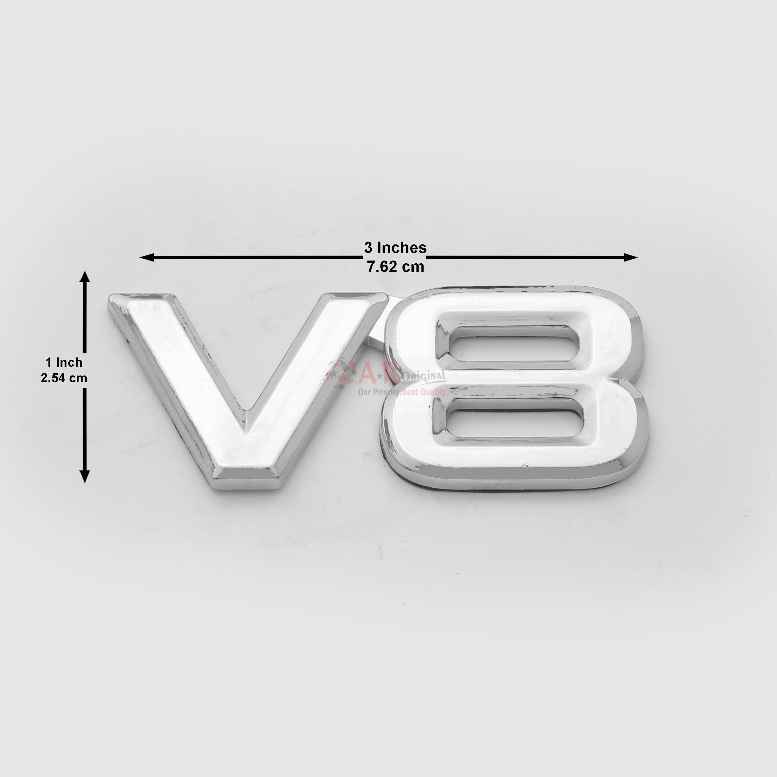 V8 Emblem 1x3inch-2.5x7.5cm Medium Join Chrome IP Badge