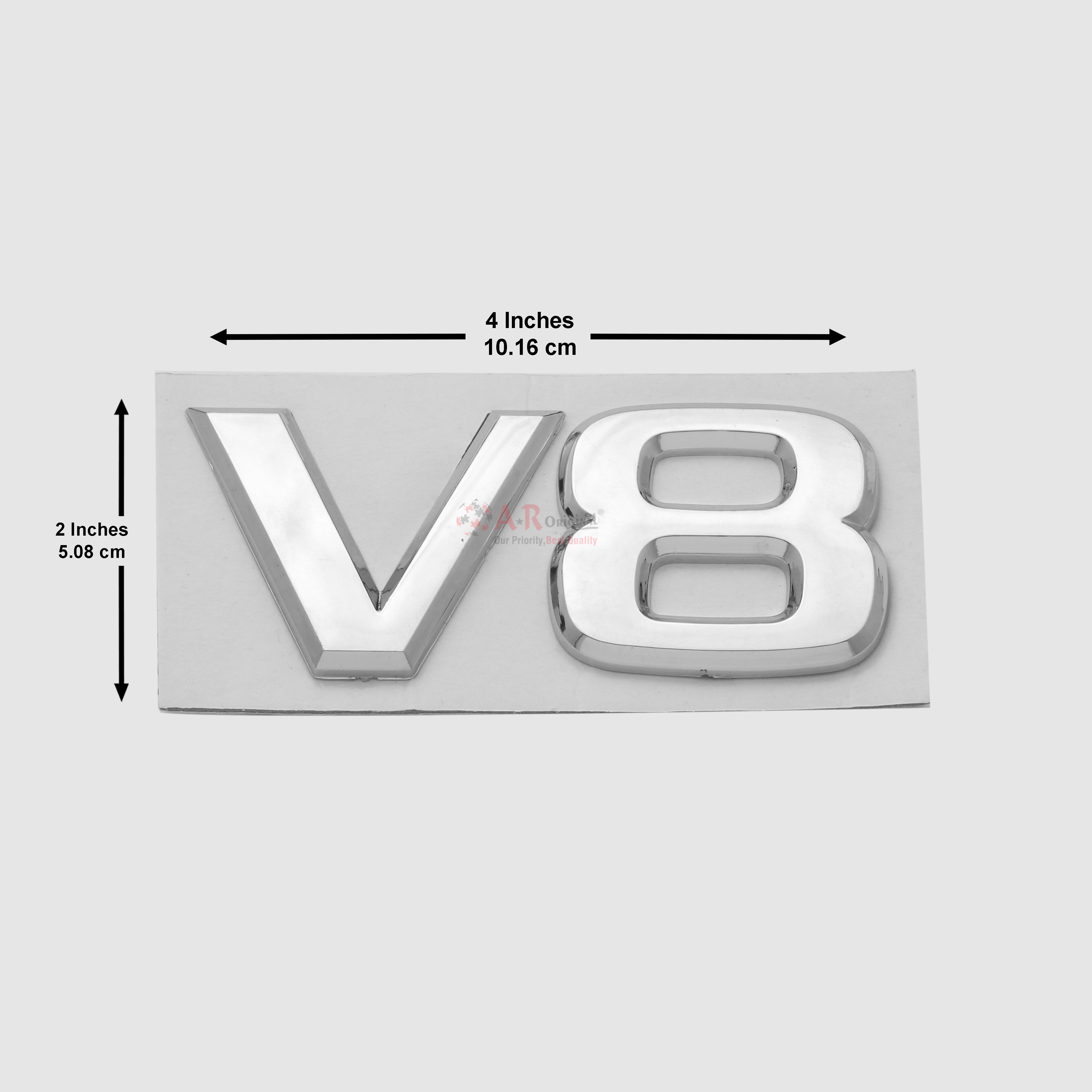 V8 Emblem 2x4inch-5x10cm ZX Separate Alpha Chrome IP Badge