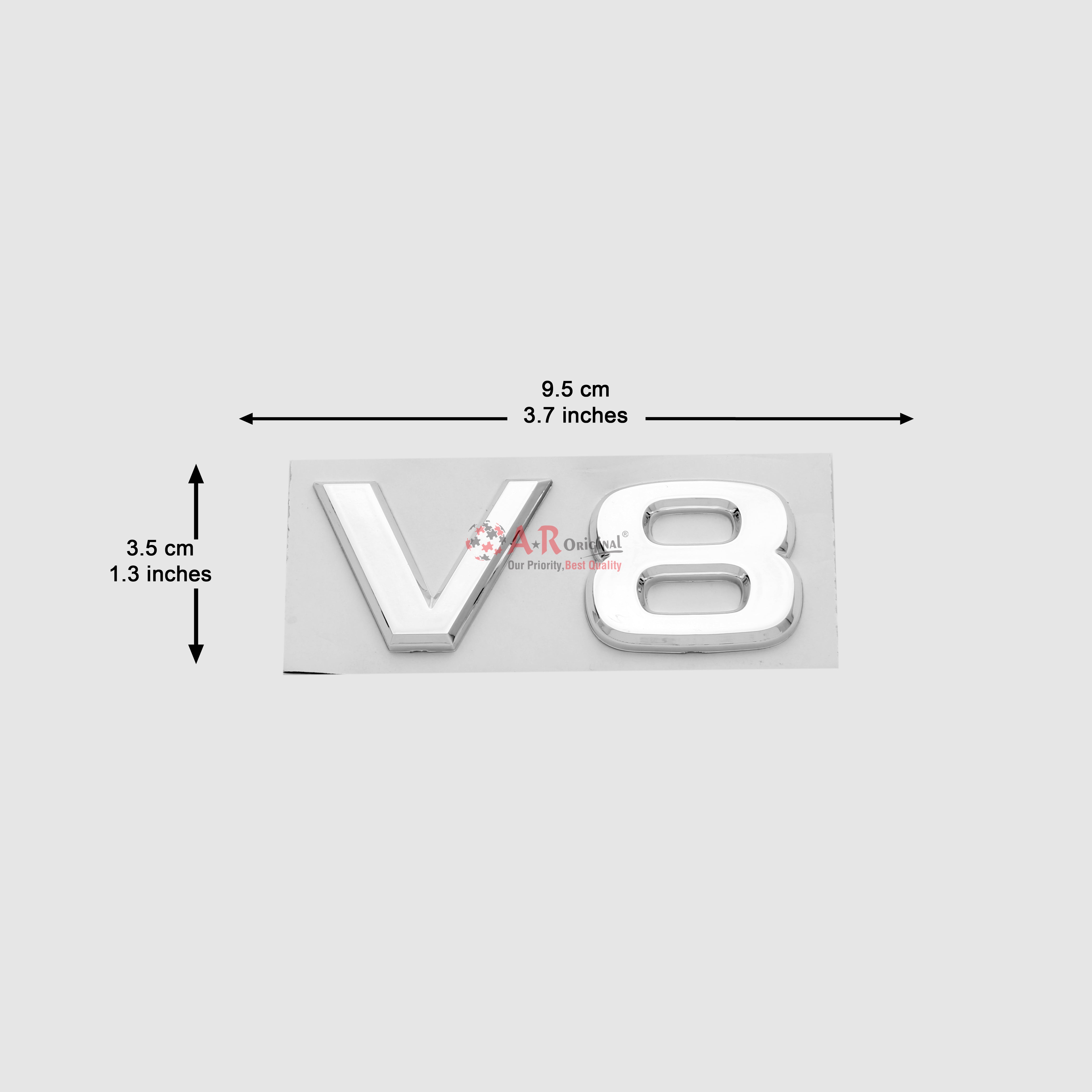 V8 Emblem 3.5x9.5cm Chrome IP Badge