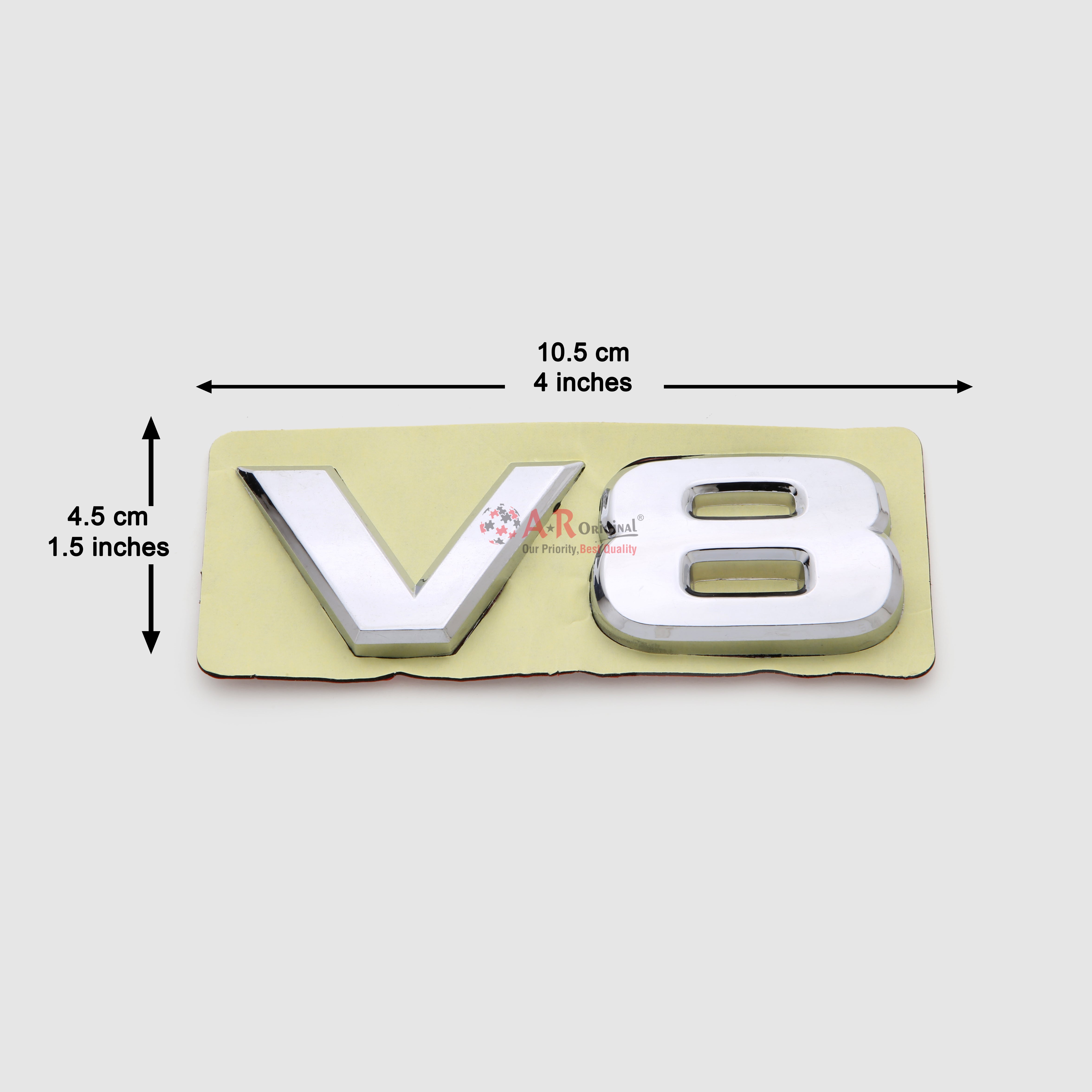 V8 Emblem 4.5x10.5cm Chrome IP Badge