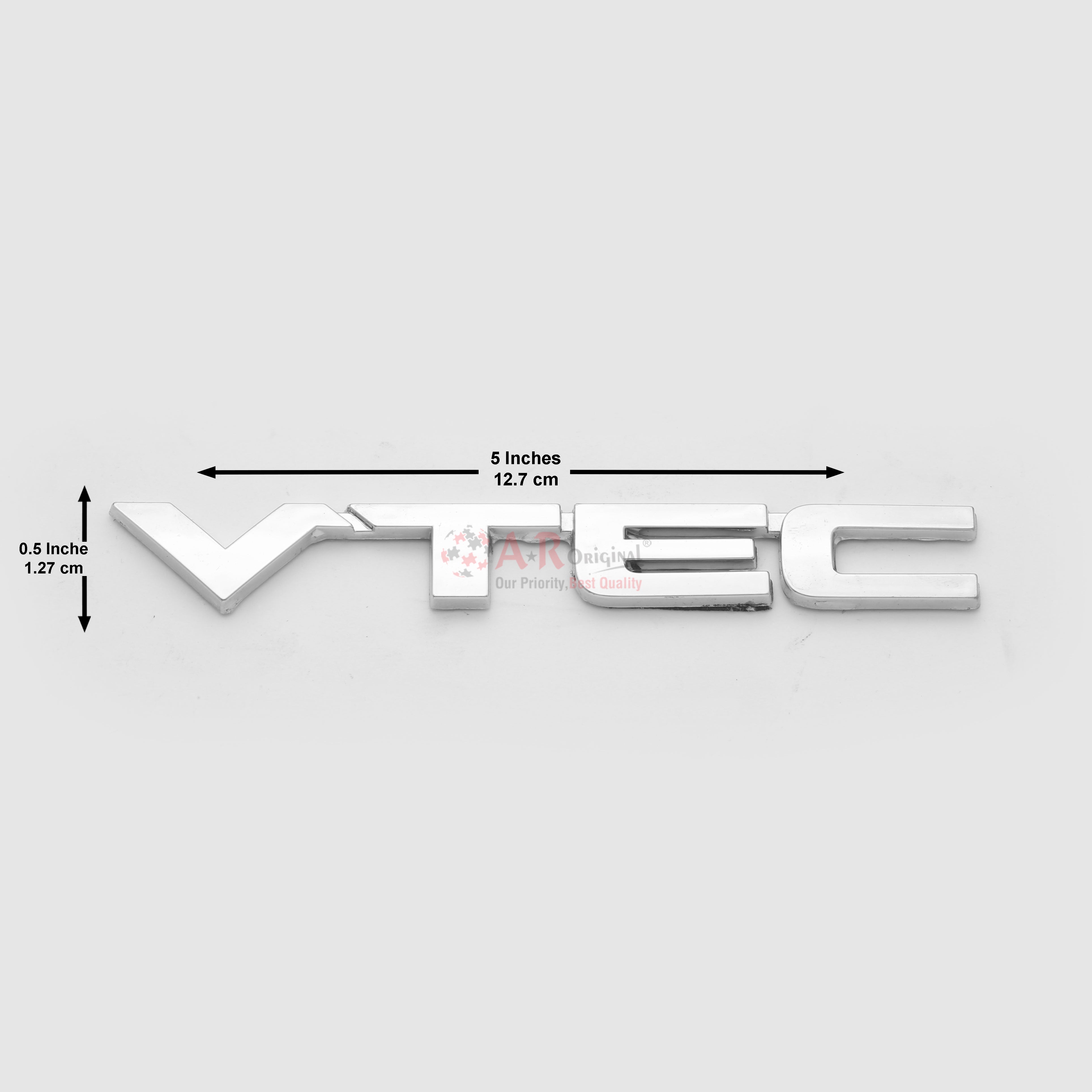VTEC Emblem Medium Font 0.5x5inch-1.25x12.5cm Chrome LC Badge