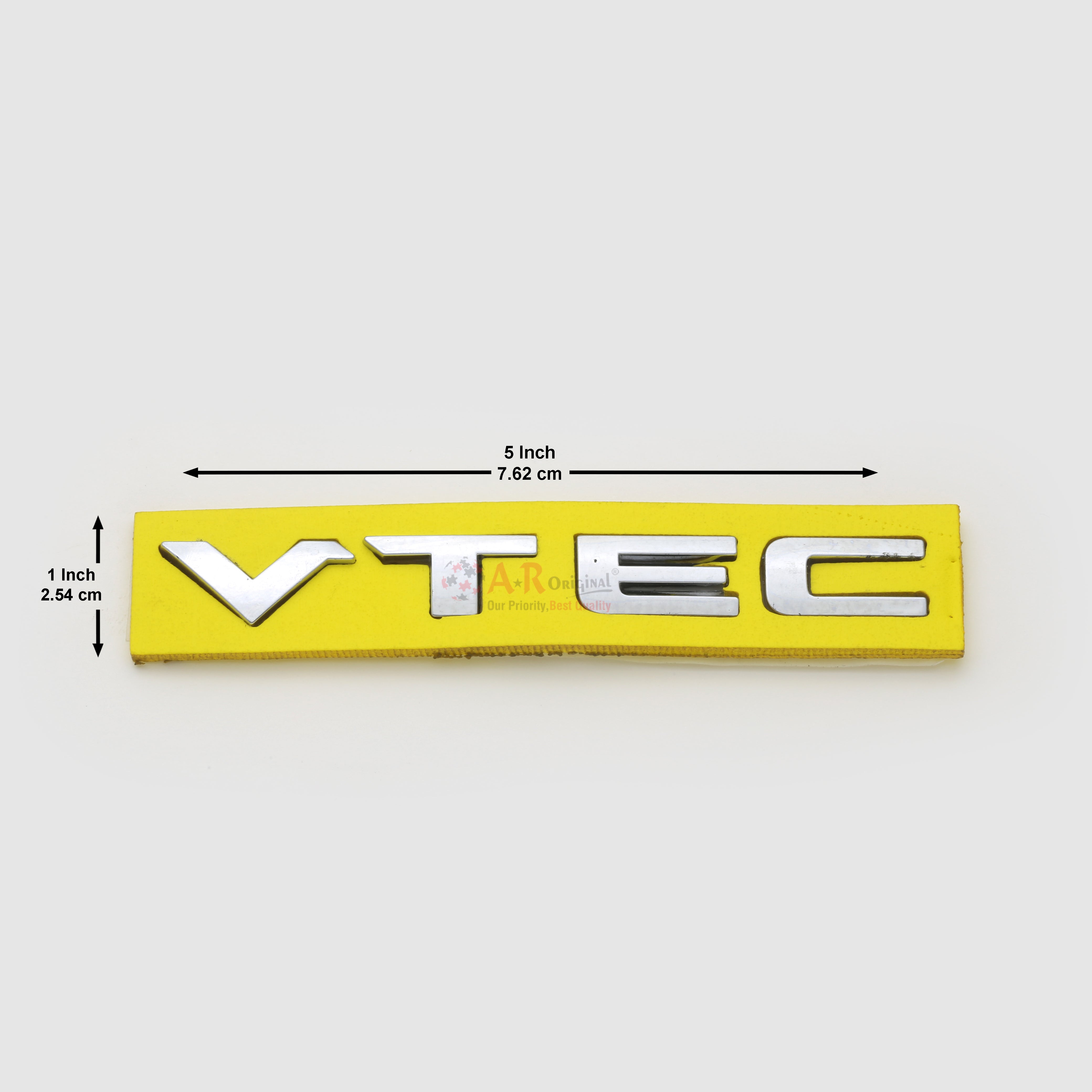 VTEC Emblem Small Font 0.5x5inch-2.5x7.5cm Chrome LC Badge