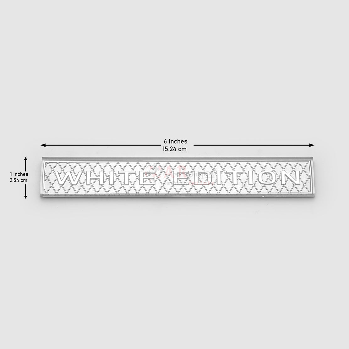 White Edition Emblem 1x6inch-2.5x15cm Glass Chrome IP Badge