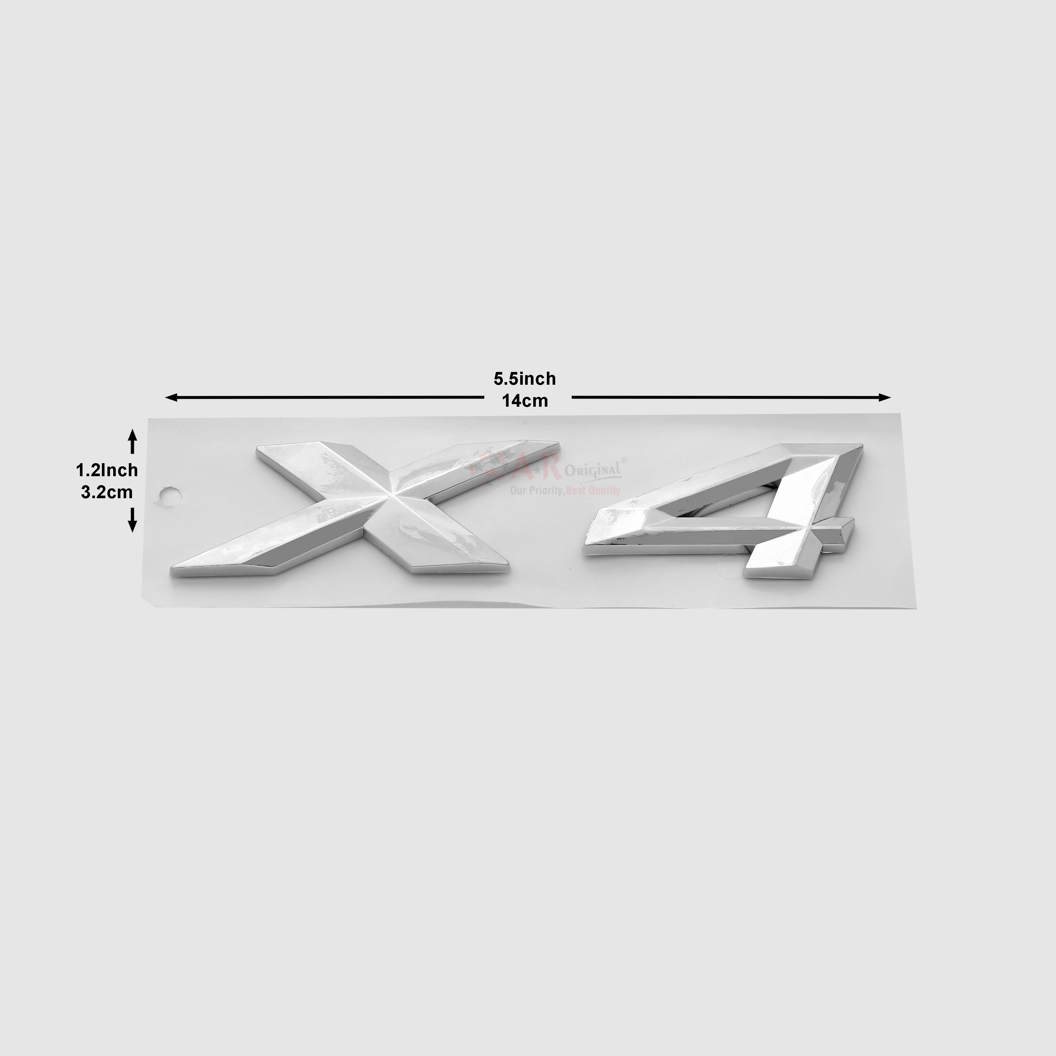 X4 Emblem BMW 1.25x5.5inch-3x14cm Chrome IP Badge