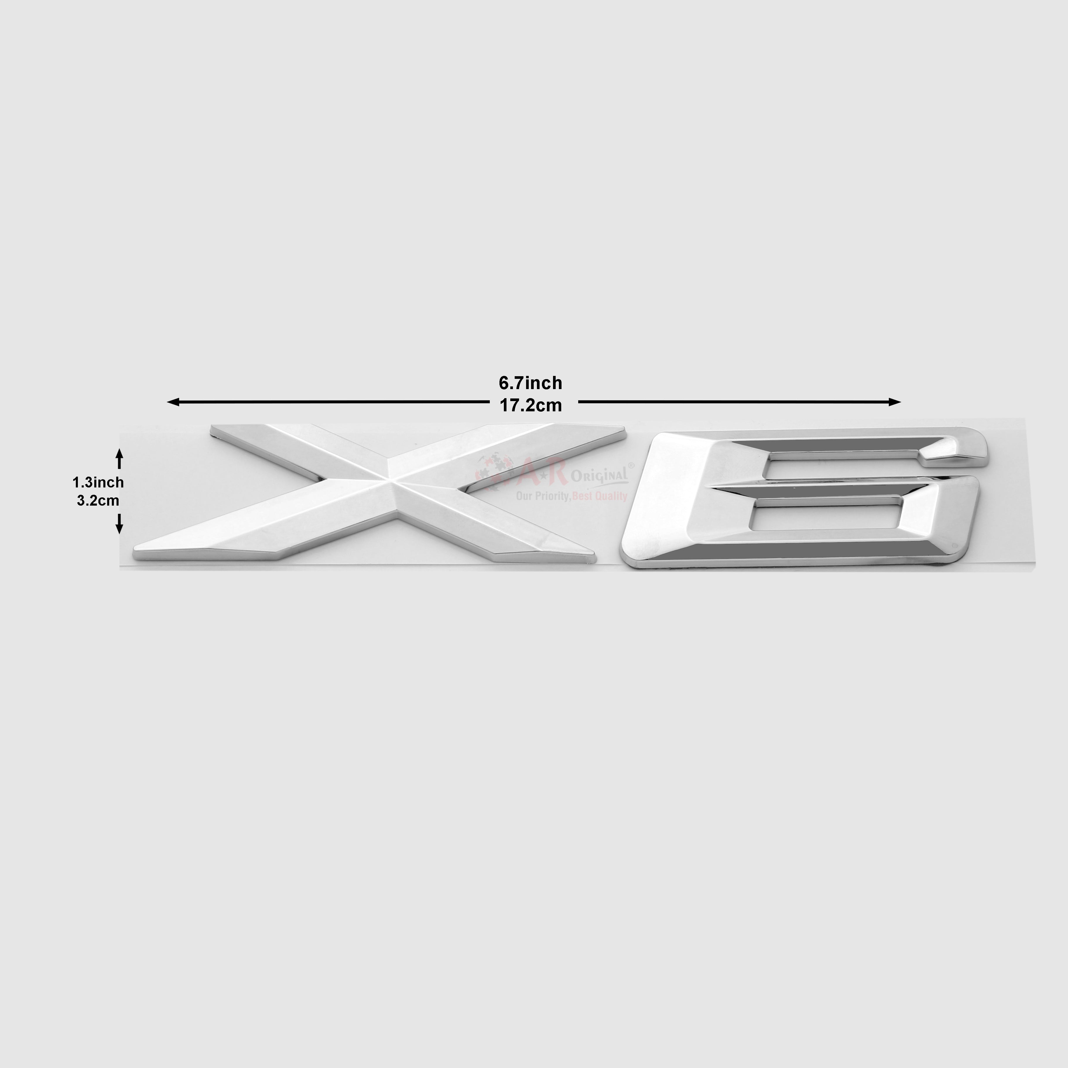X6 Emblem BMW 1.25x6.5inch-3x17cm Chrome IP Badge