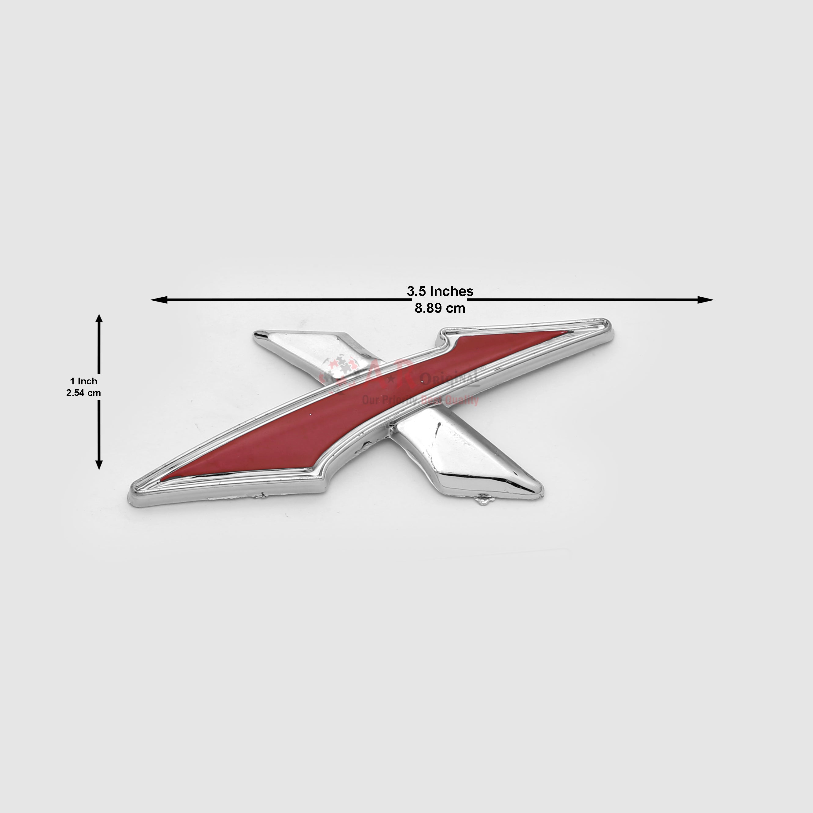 X Emblem 1.5x3inch-2.5x8.5cm Red Chrome LC Badge