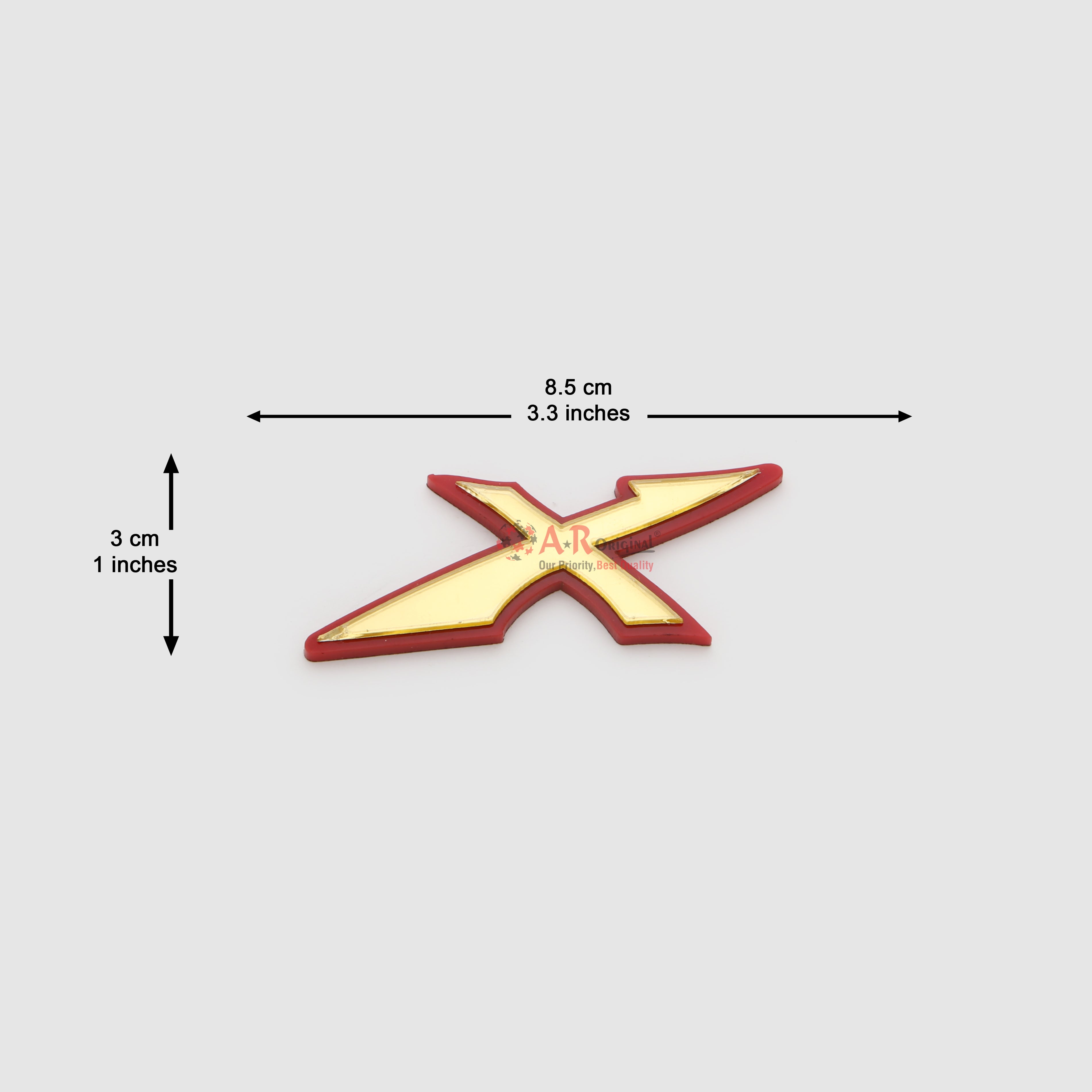 X Emblem Acrylic 3x8.5cm Chrome LC Badge