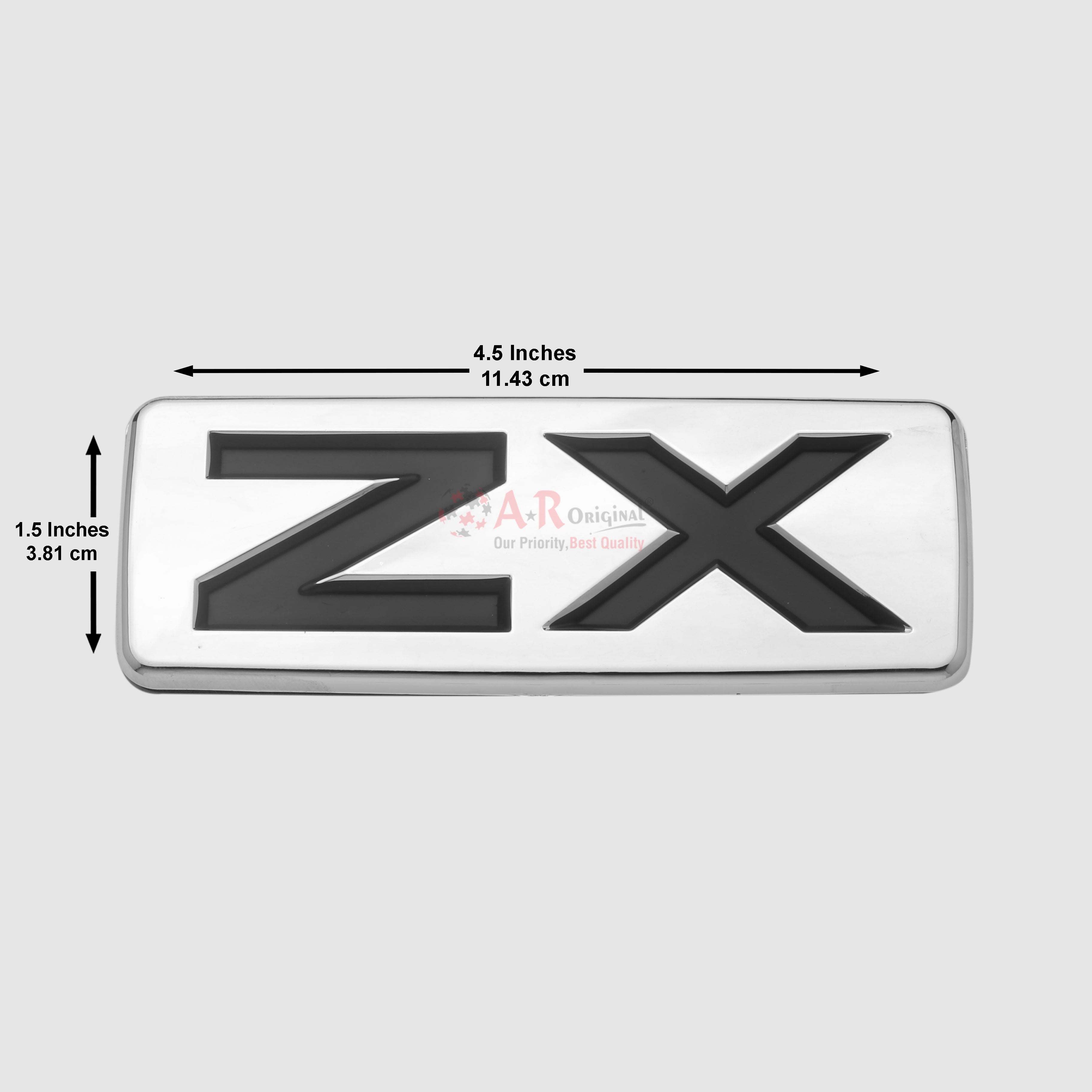 ZX Emblem Black Chrome 2x4.5inch-5x12cm Chrome IP Badge