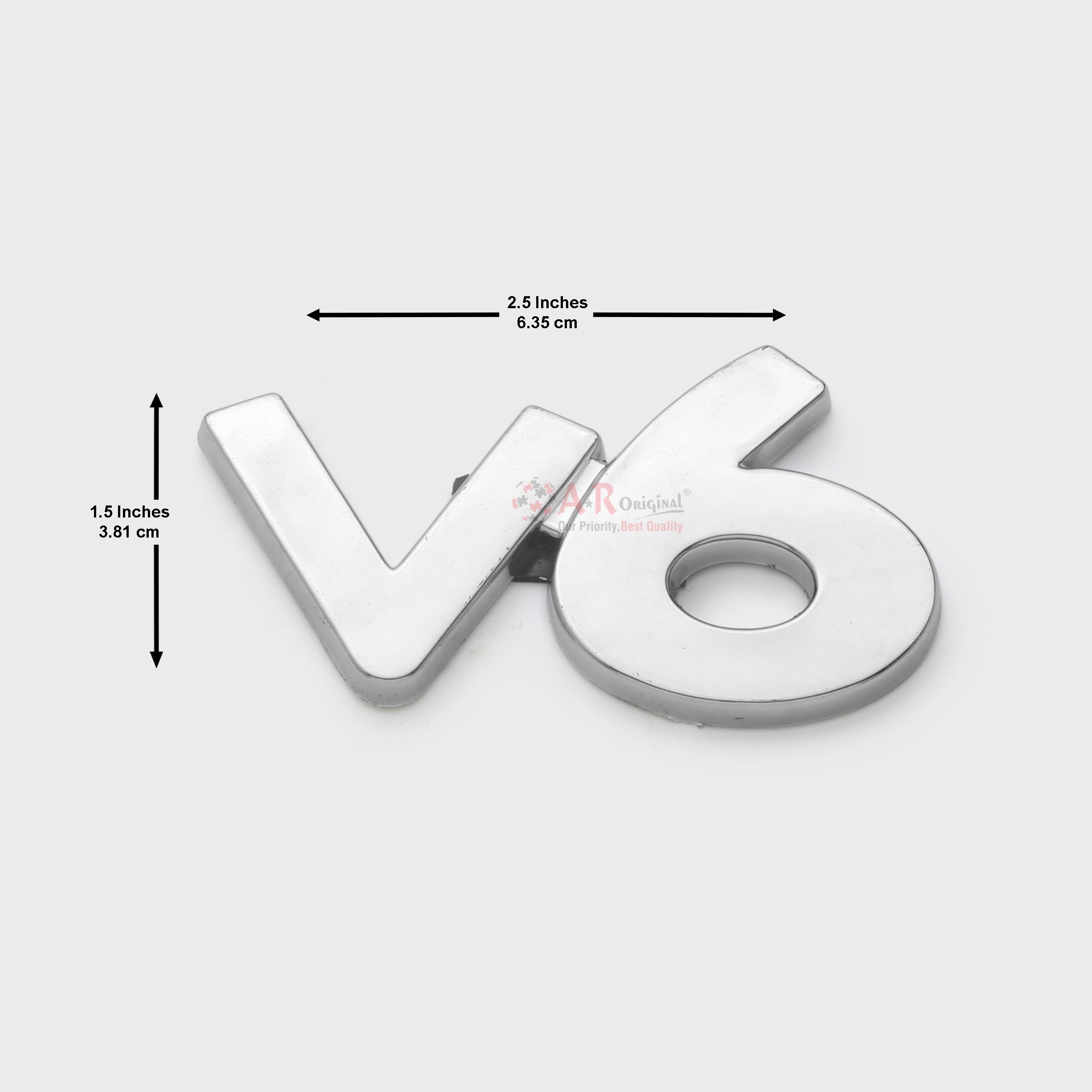 v6 Emblem 1.5x2.5inch-3x6cm Chrome LC Badge