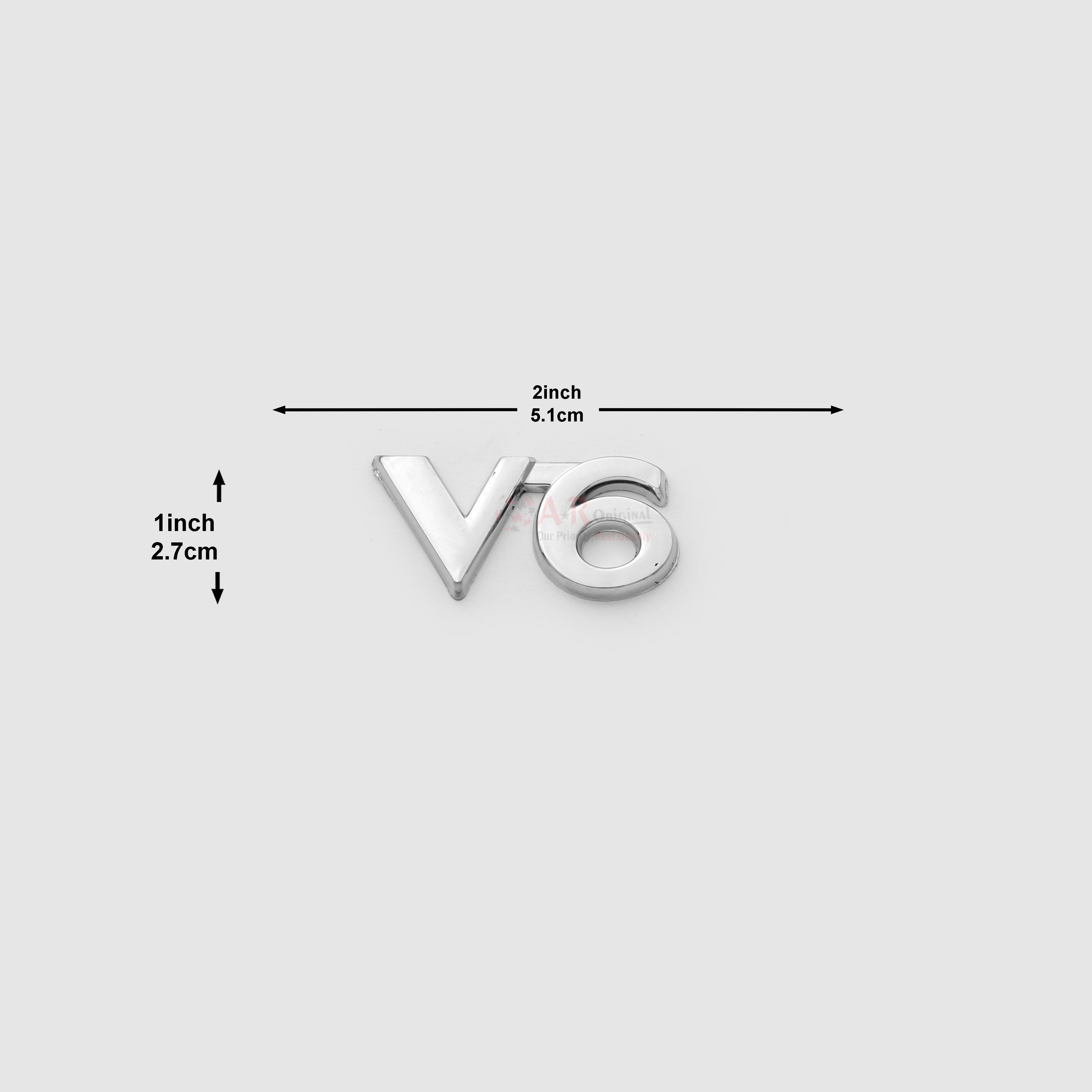 v6 Emblem 1x2inch-2.5x5cm Chrome LC Badge