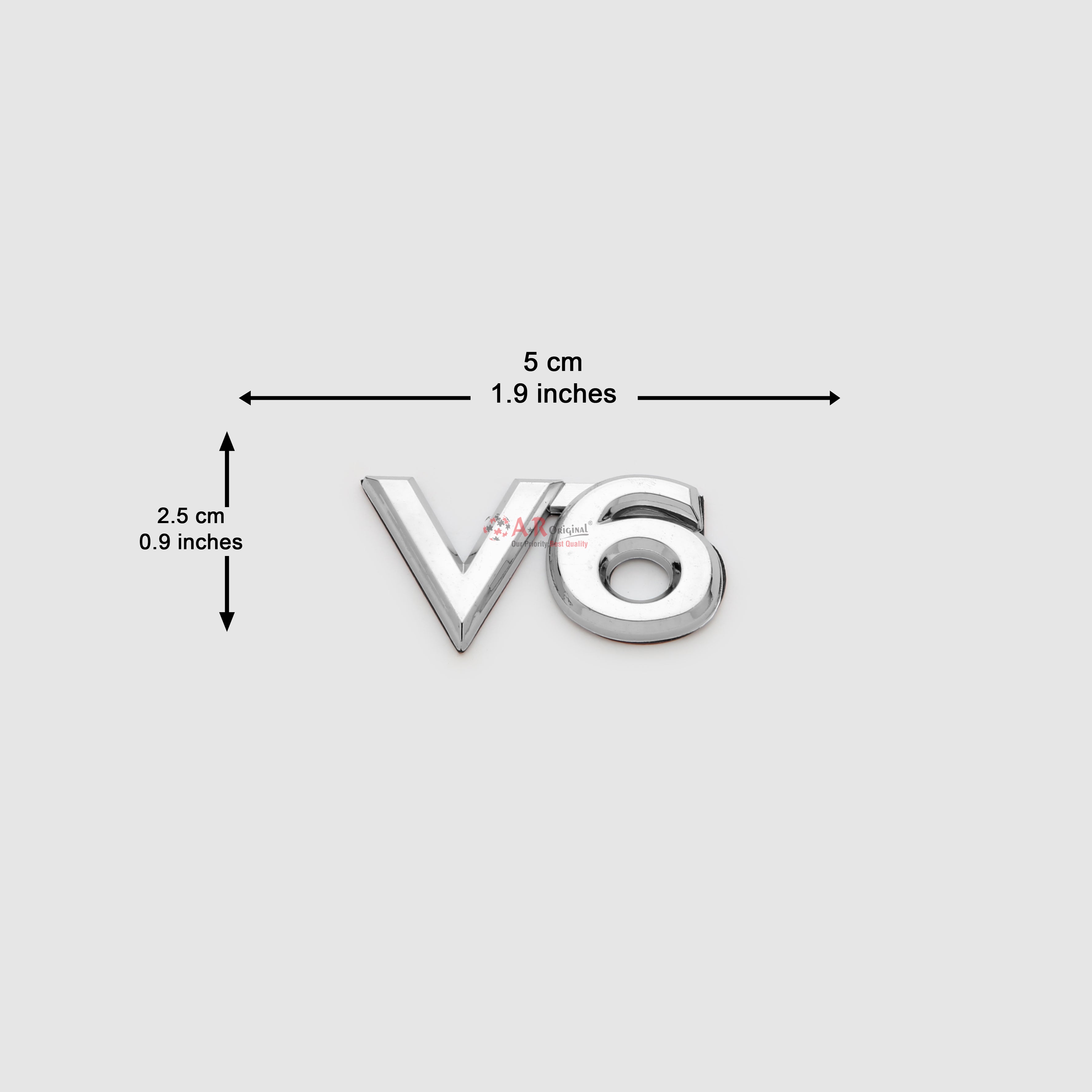 v6 Emblem 2.5x5cm Chrome IP Badge